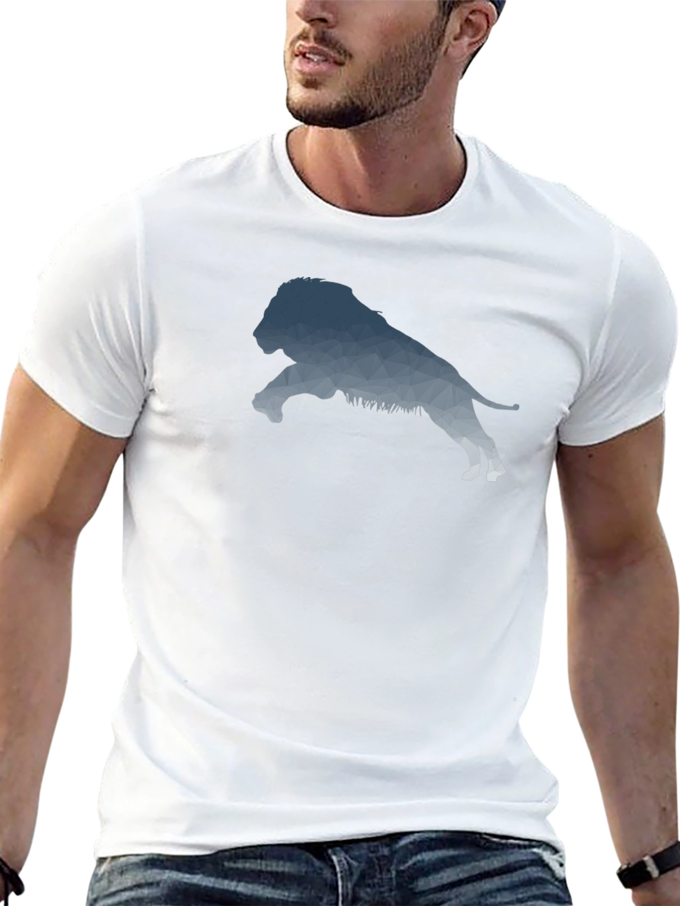 Geometric Lion Graphic Tee - Modern Design