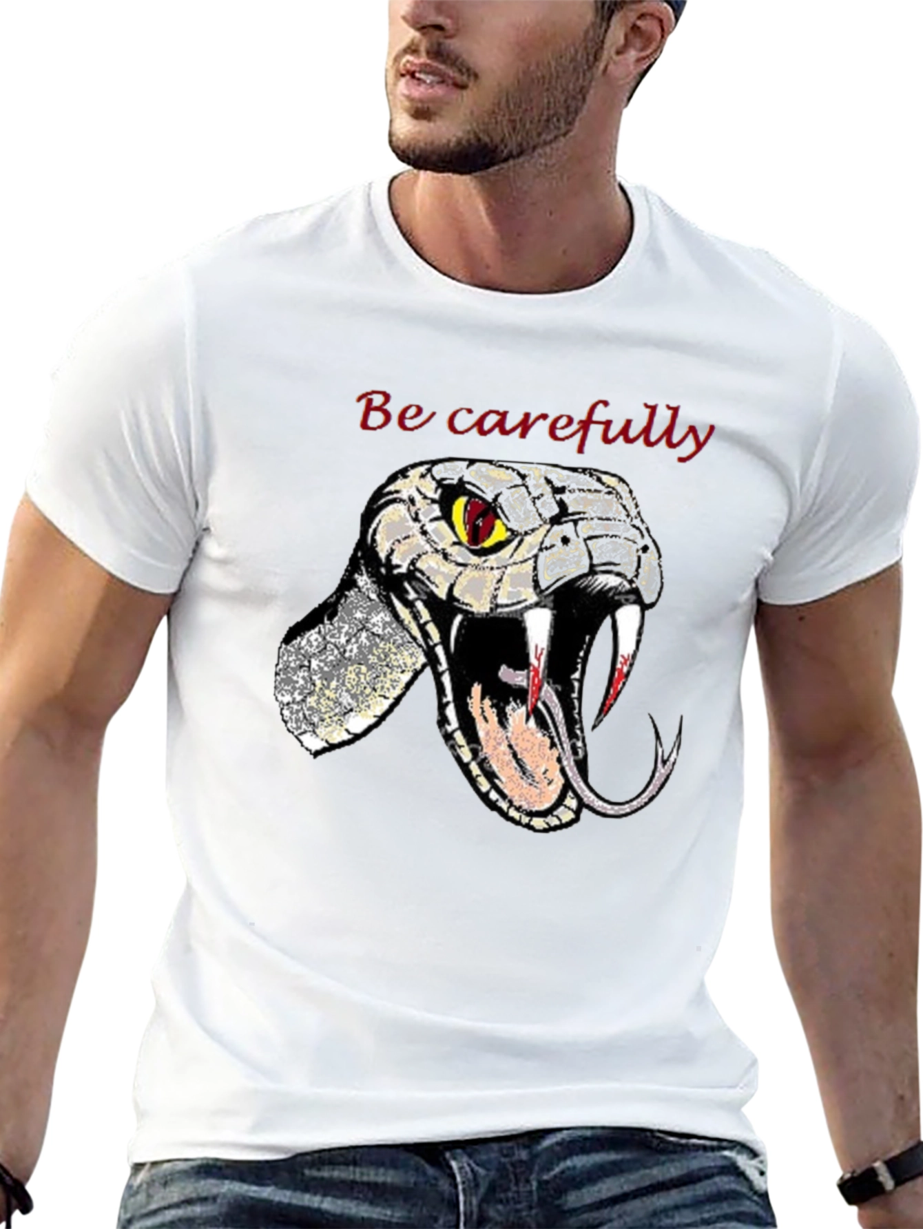 Snake Graphic Tee - Be Carefully Black T-Shirt