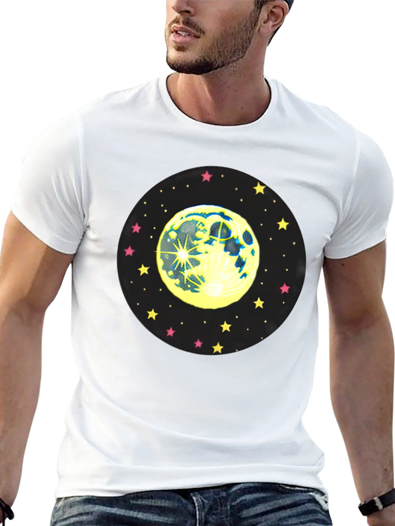 Moon and Stars Graphic Black T-Shirt