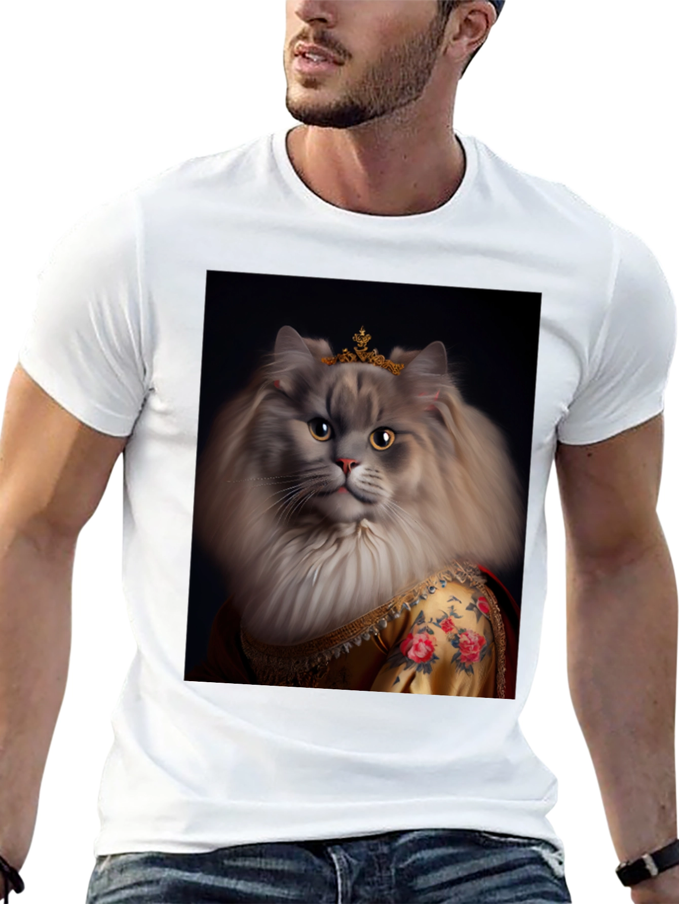 Regal Cat Portrait T-Shirt - Queen Kitty Tee