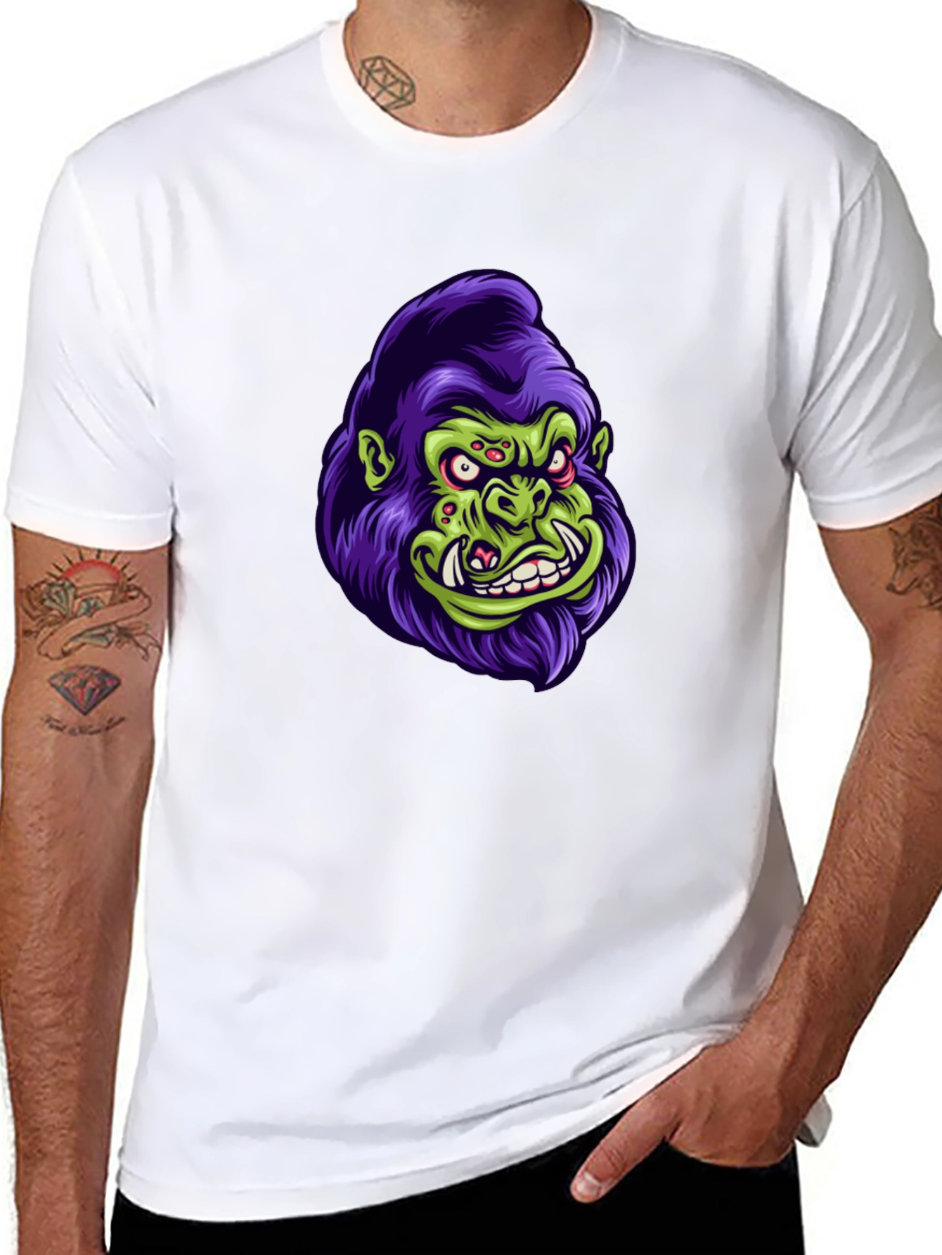 Monster Gorilla Graphic Tee - Black Cotton Blend