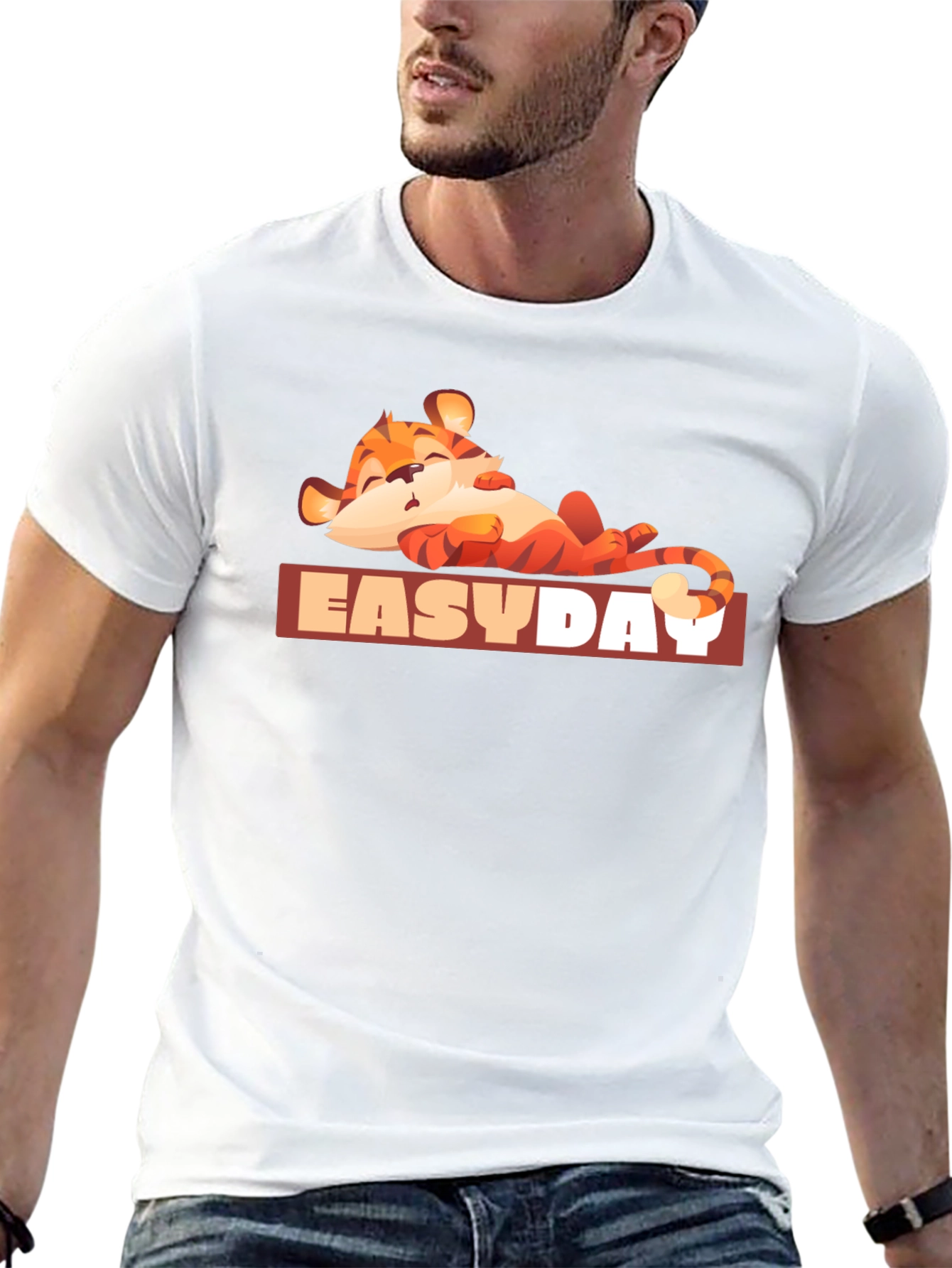 Easy Day Tiger Graphic Tee - Relaxed Vibe
