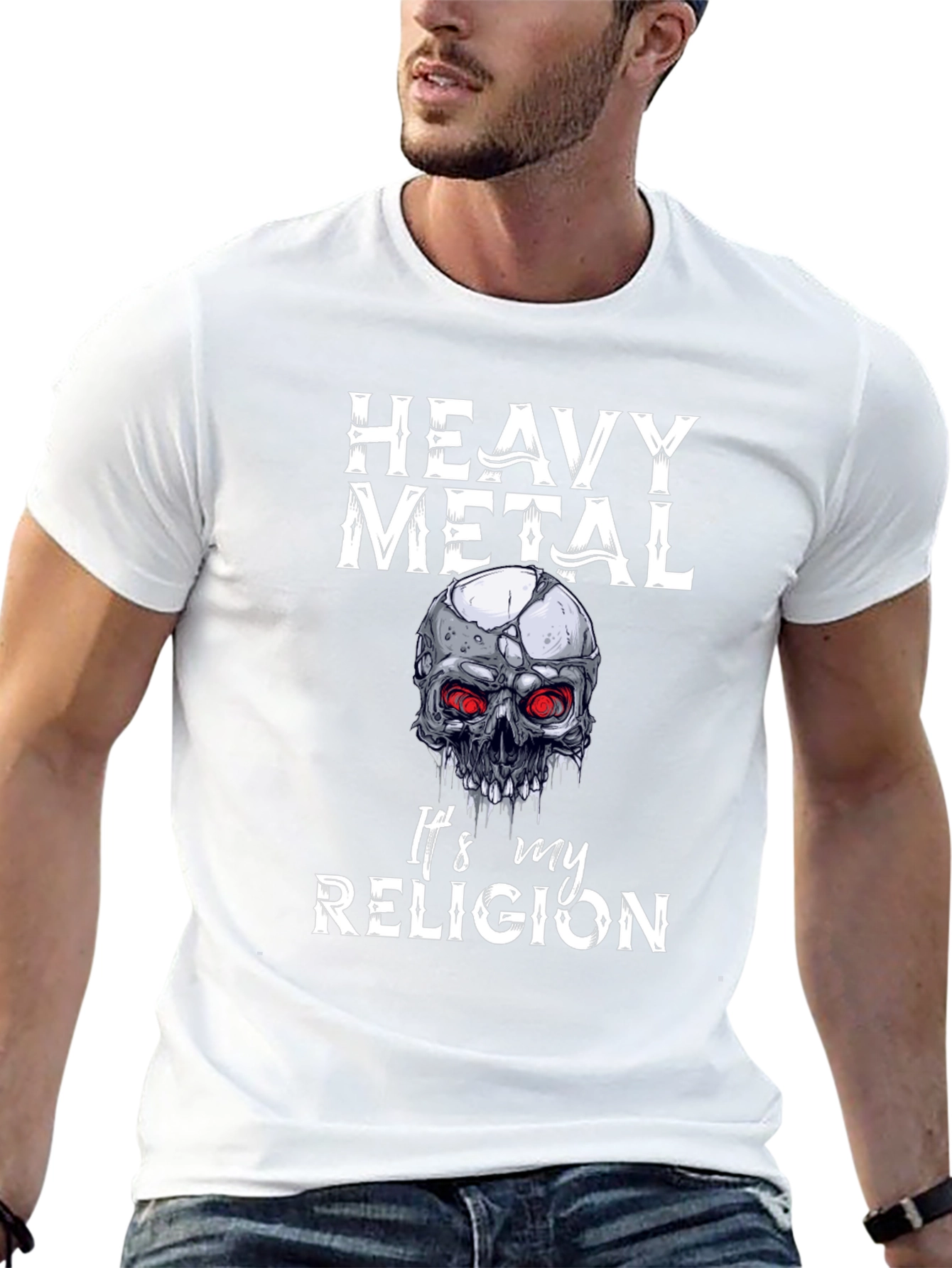 Heavy Metal Religion T-Shirt Skull Graphic Tee