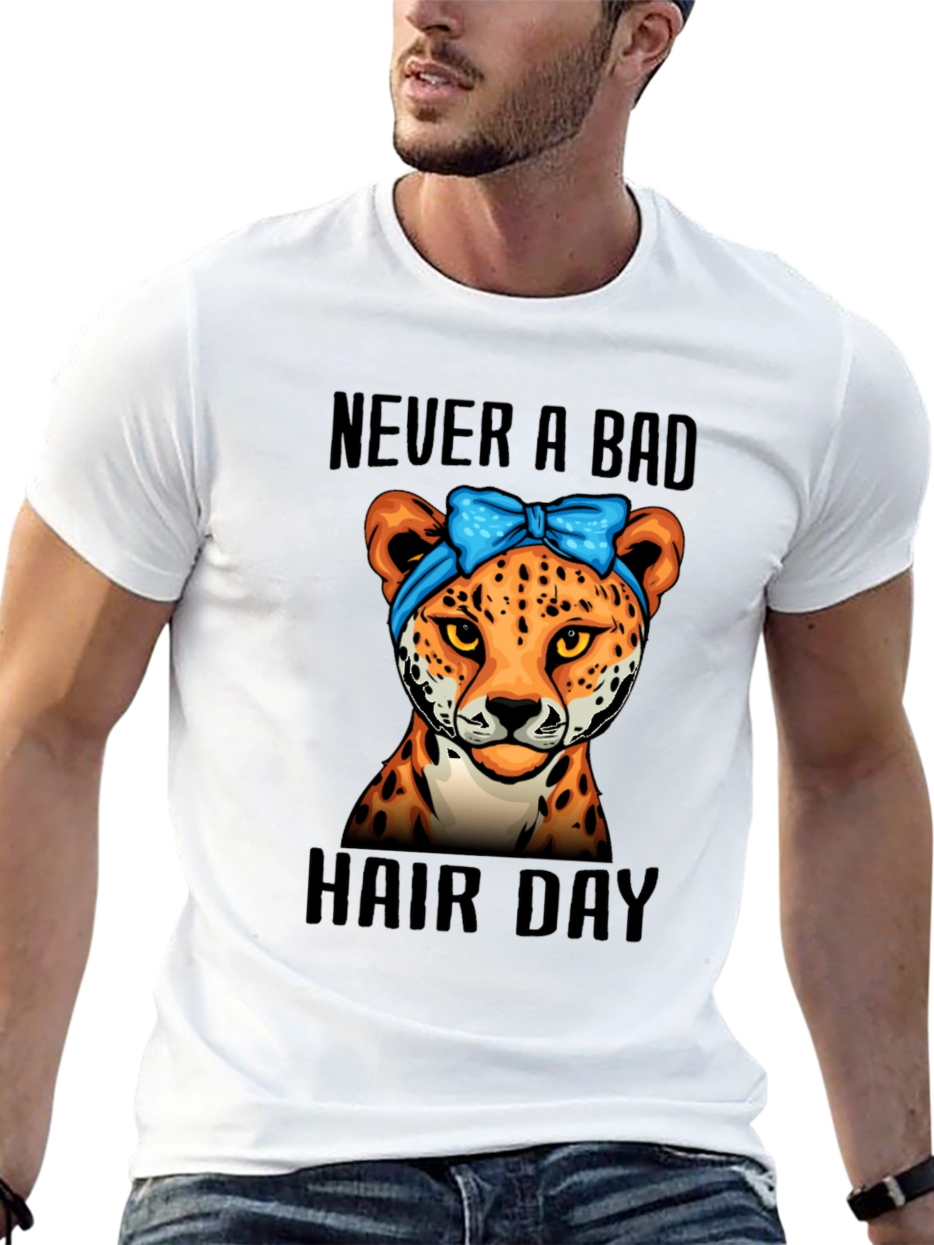 Never A Bad Hair Day Cheetah Graphic Tee