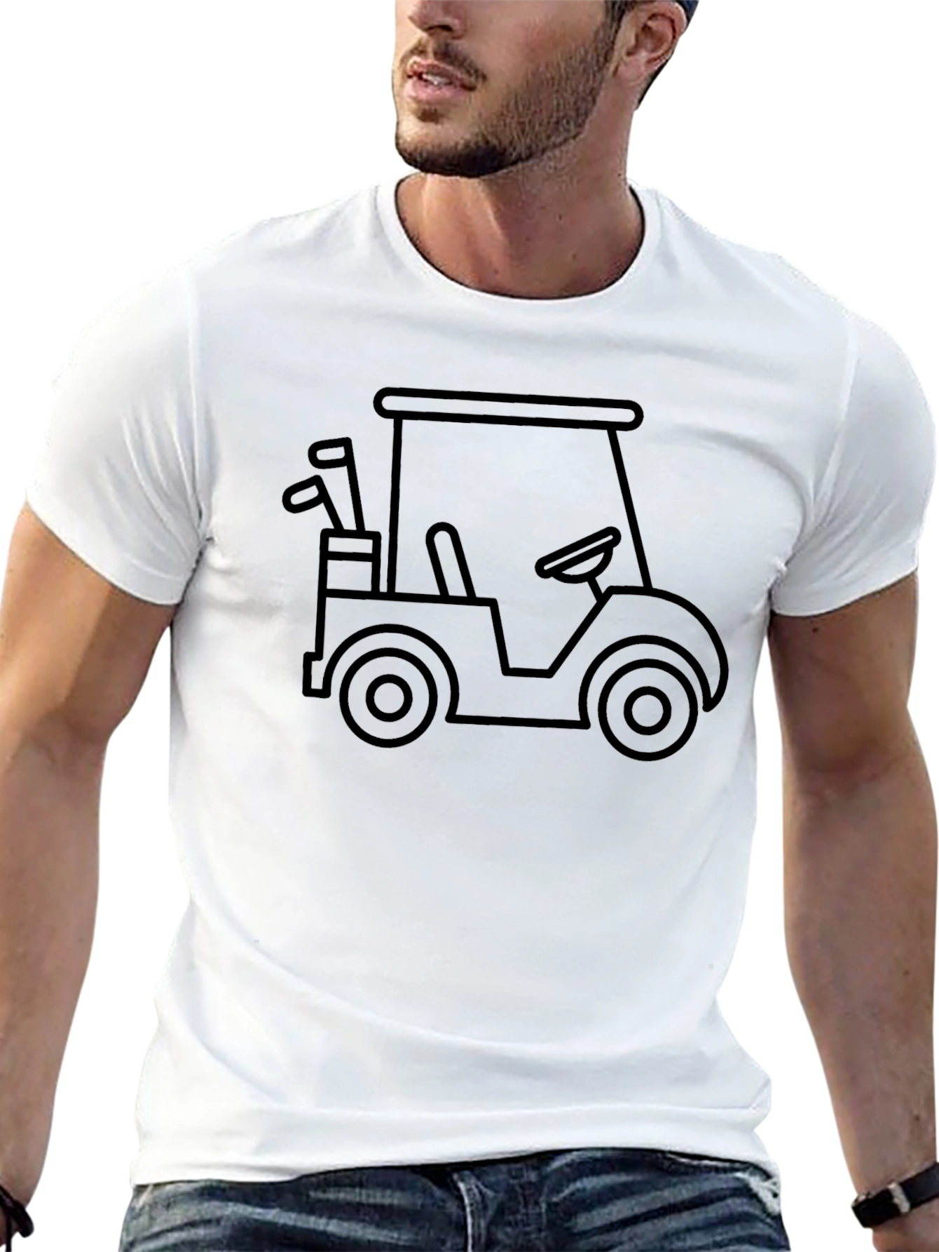 Golf Cart Graphic Tee - Black Cotton T-Shirt