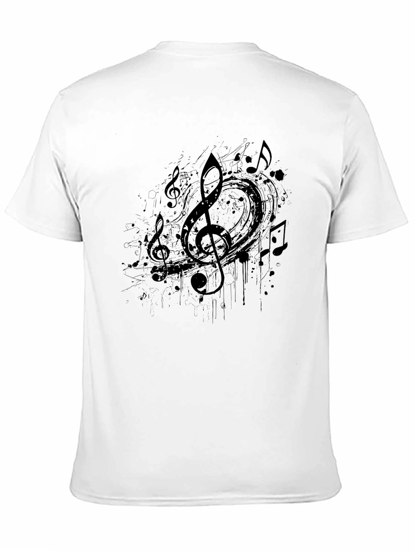 Black Music Notes Graphic Print Mens T-Shirt