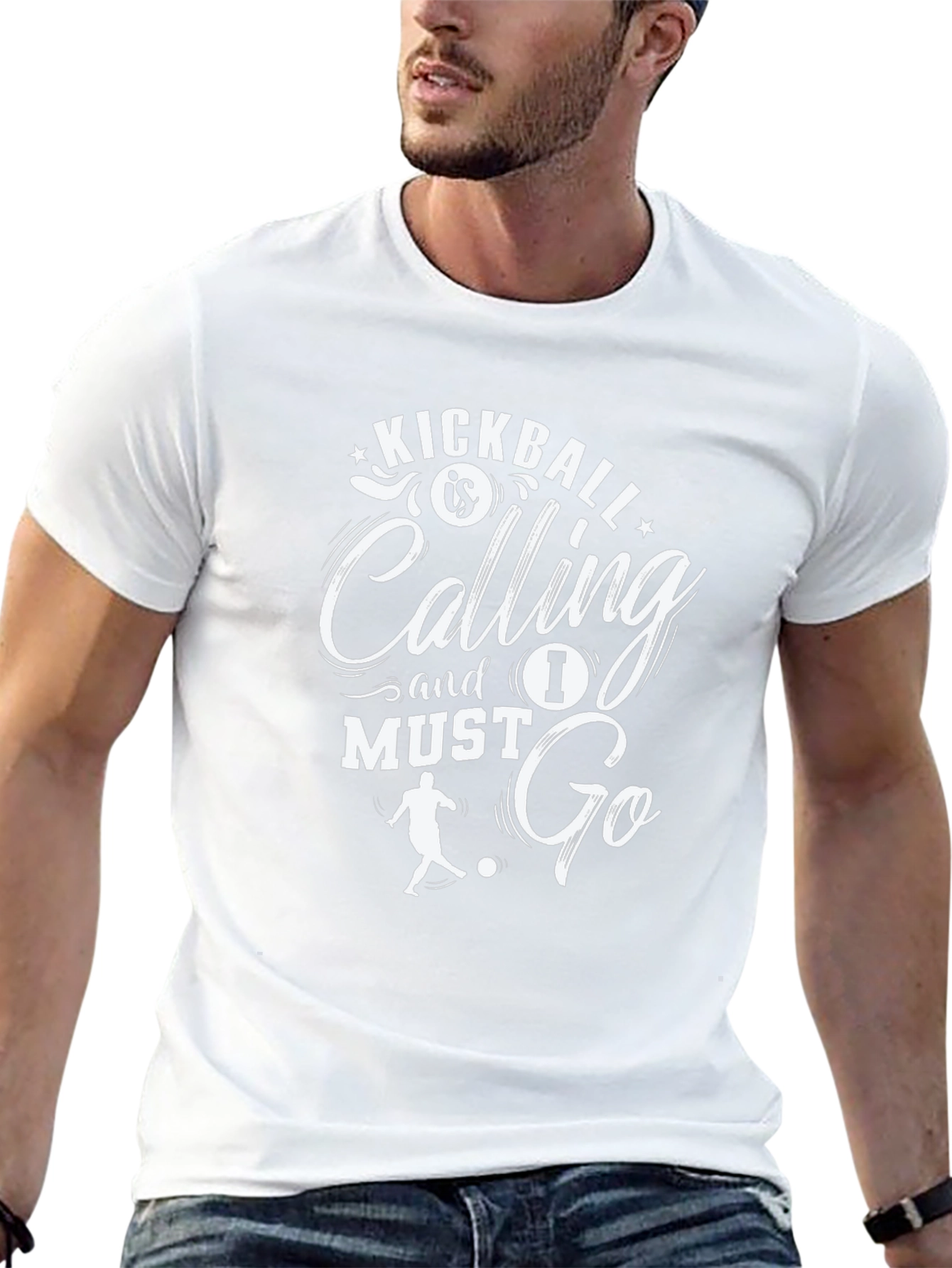 Kickball Calling Mens Black Graphic T-Shirt