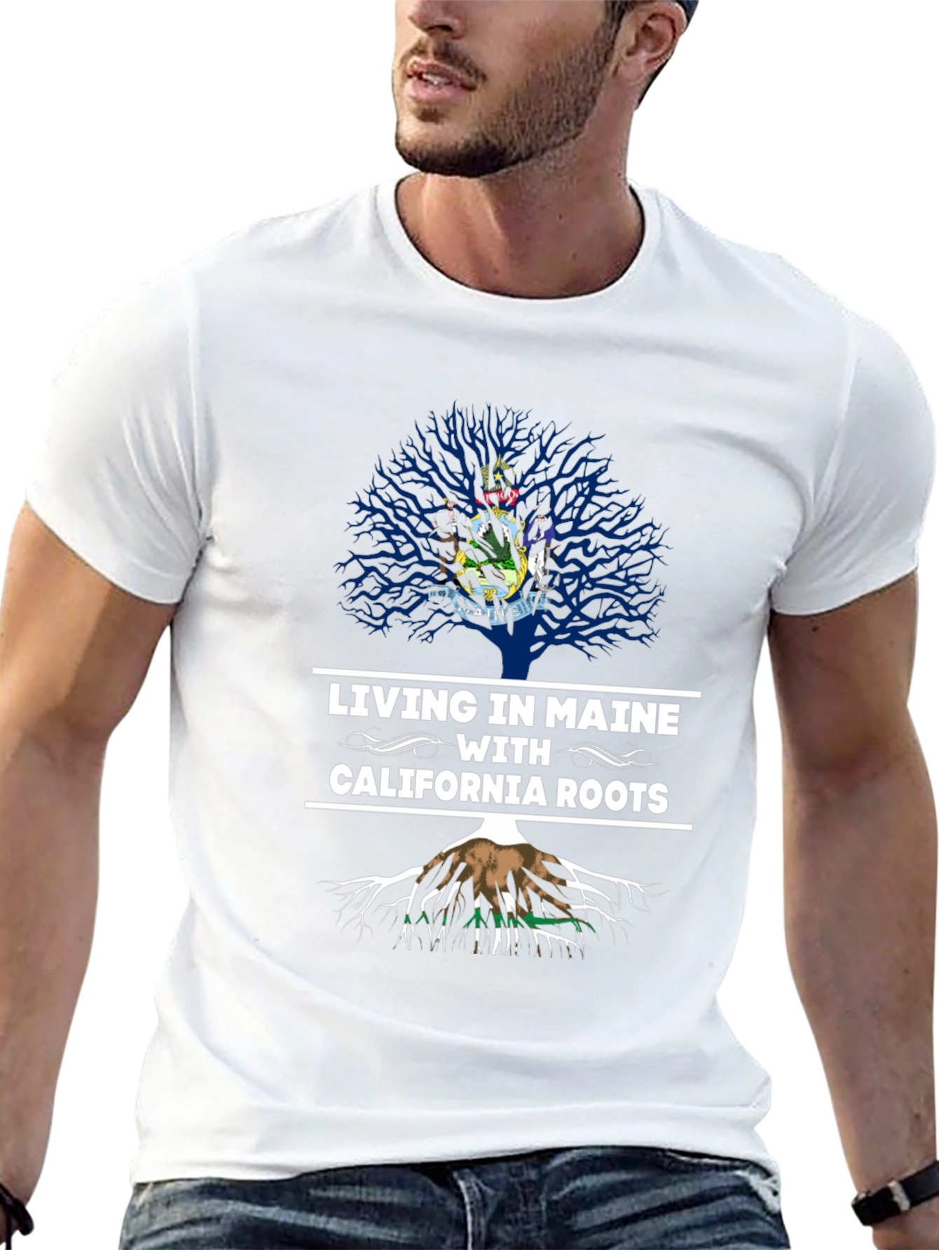 Living in Maine with California Roots T-Shirt