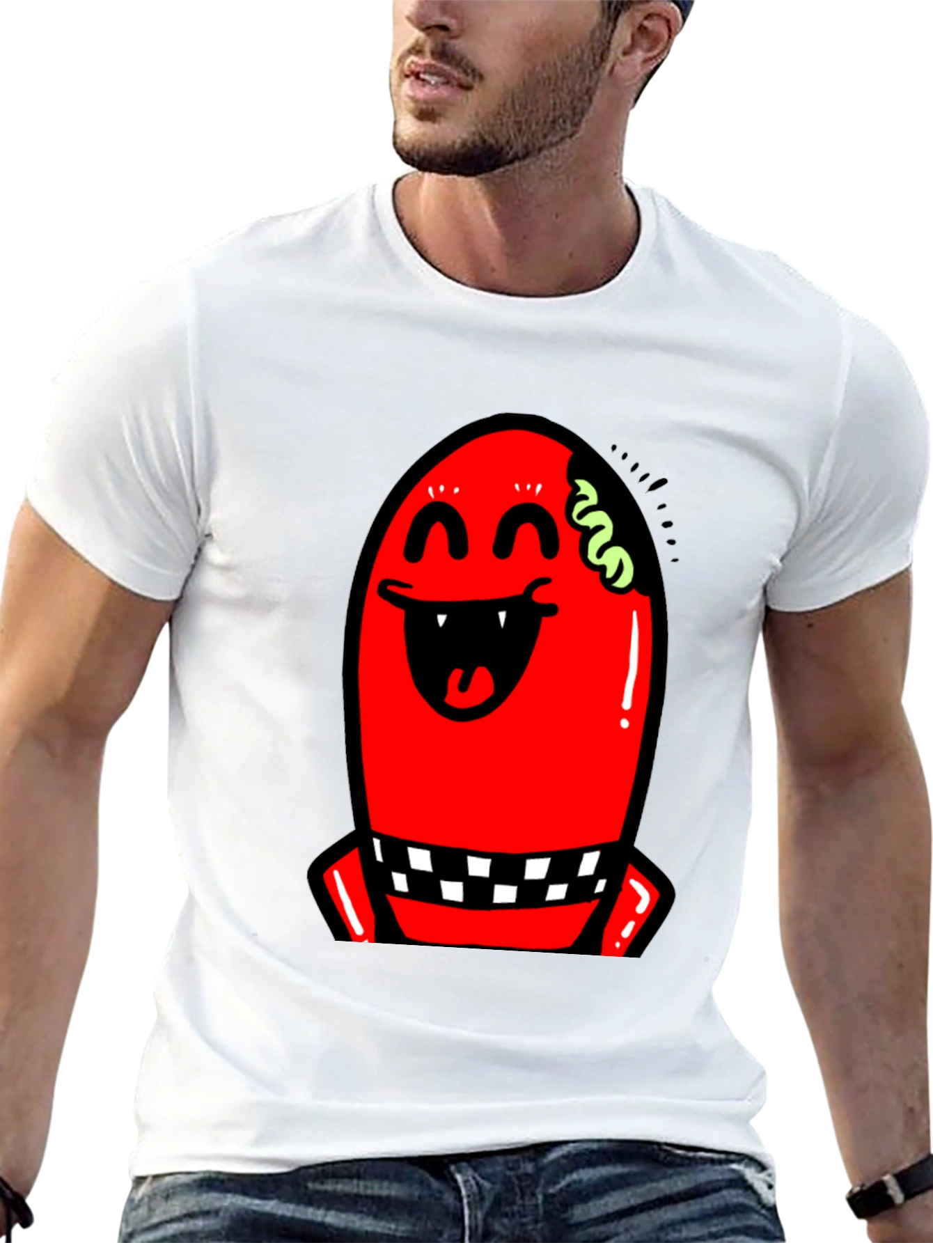 Red Monster Graphic Black T-Shirt