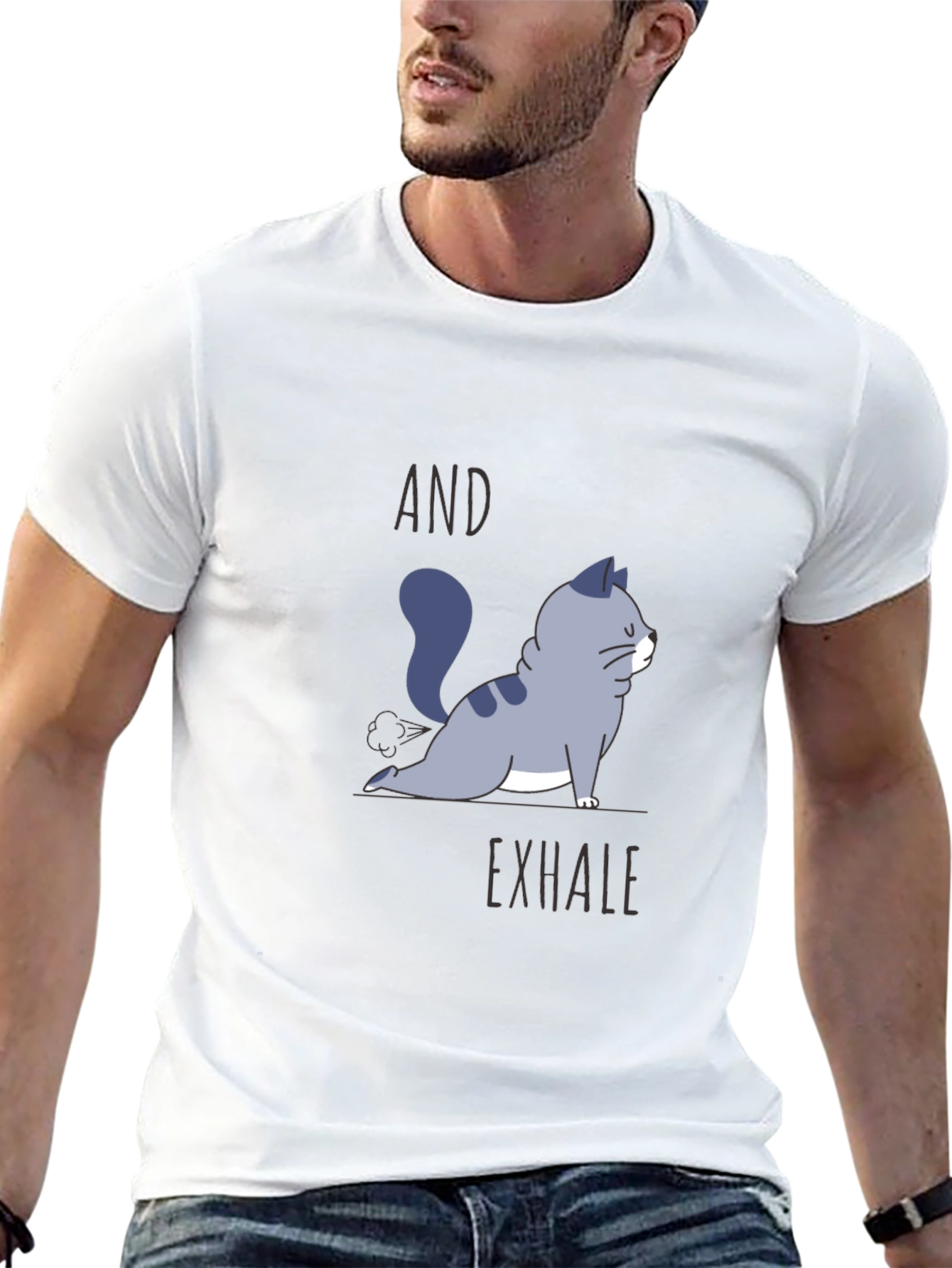 Yoga Cat T-Shirt - And Exhale Graphic Tee
