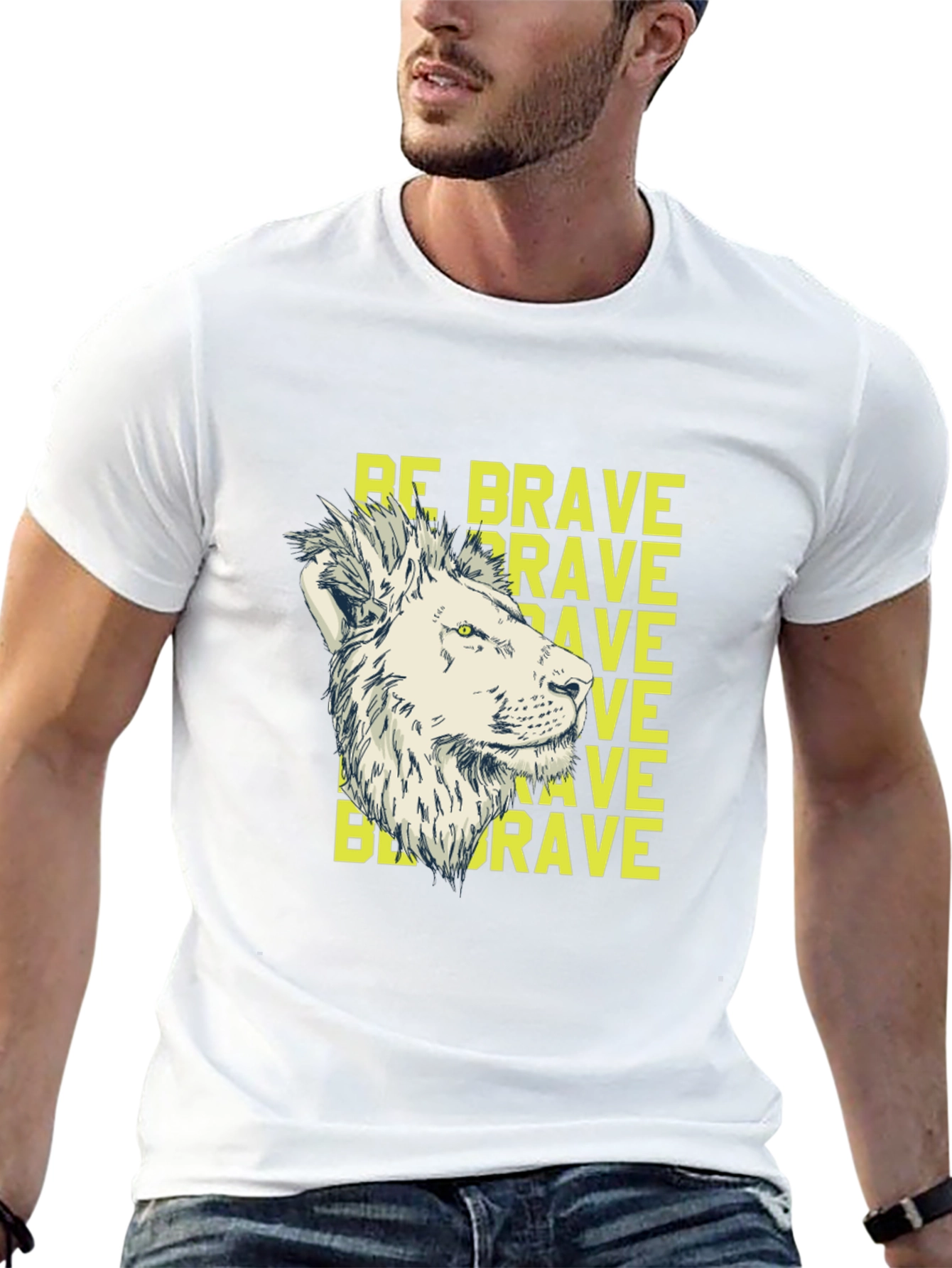 Be Brave Lion Graphic Print Black T-Shirt