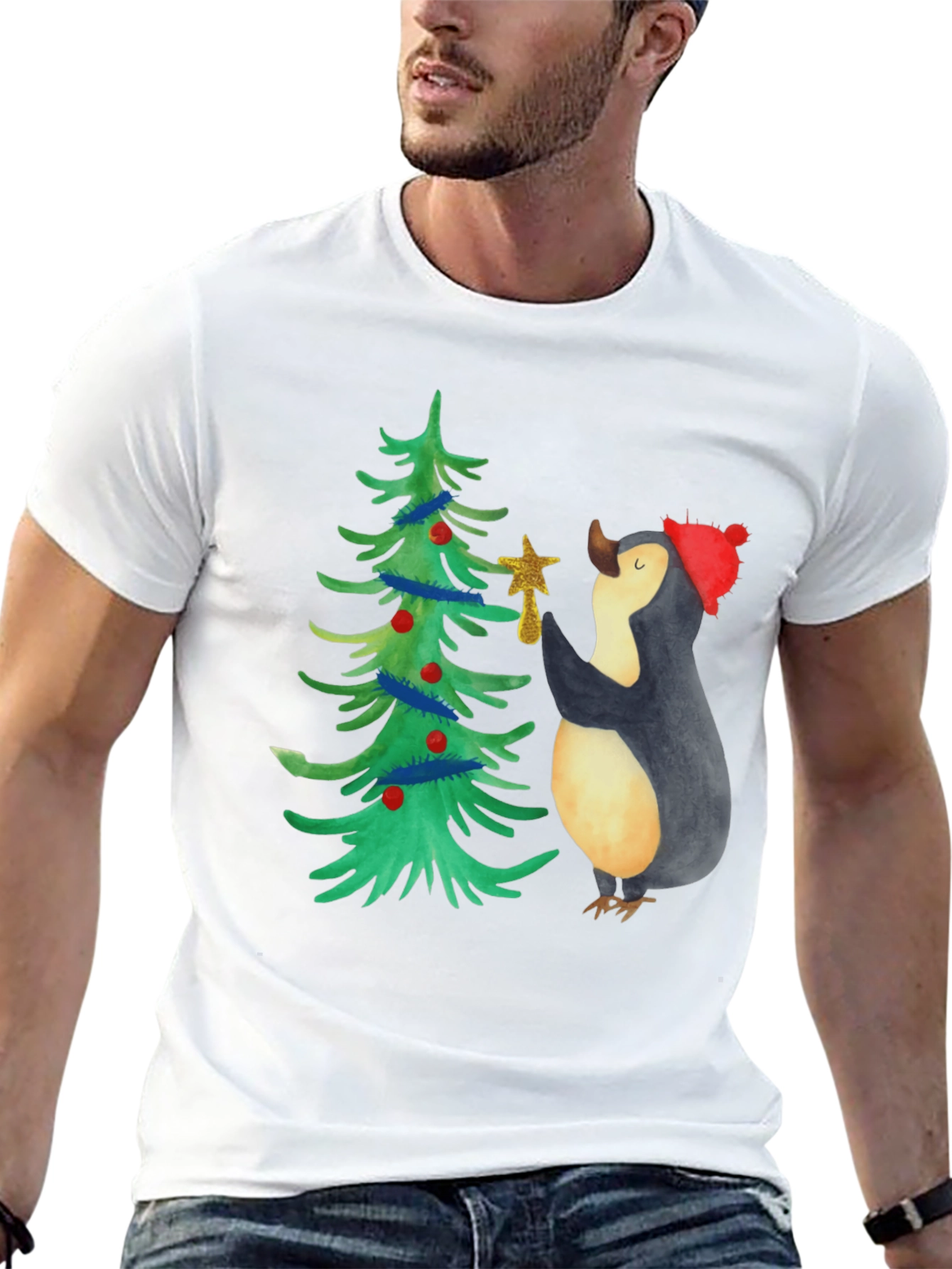 Festive Penguin Christmas Tree T-Shirt