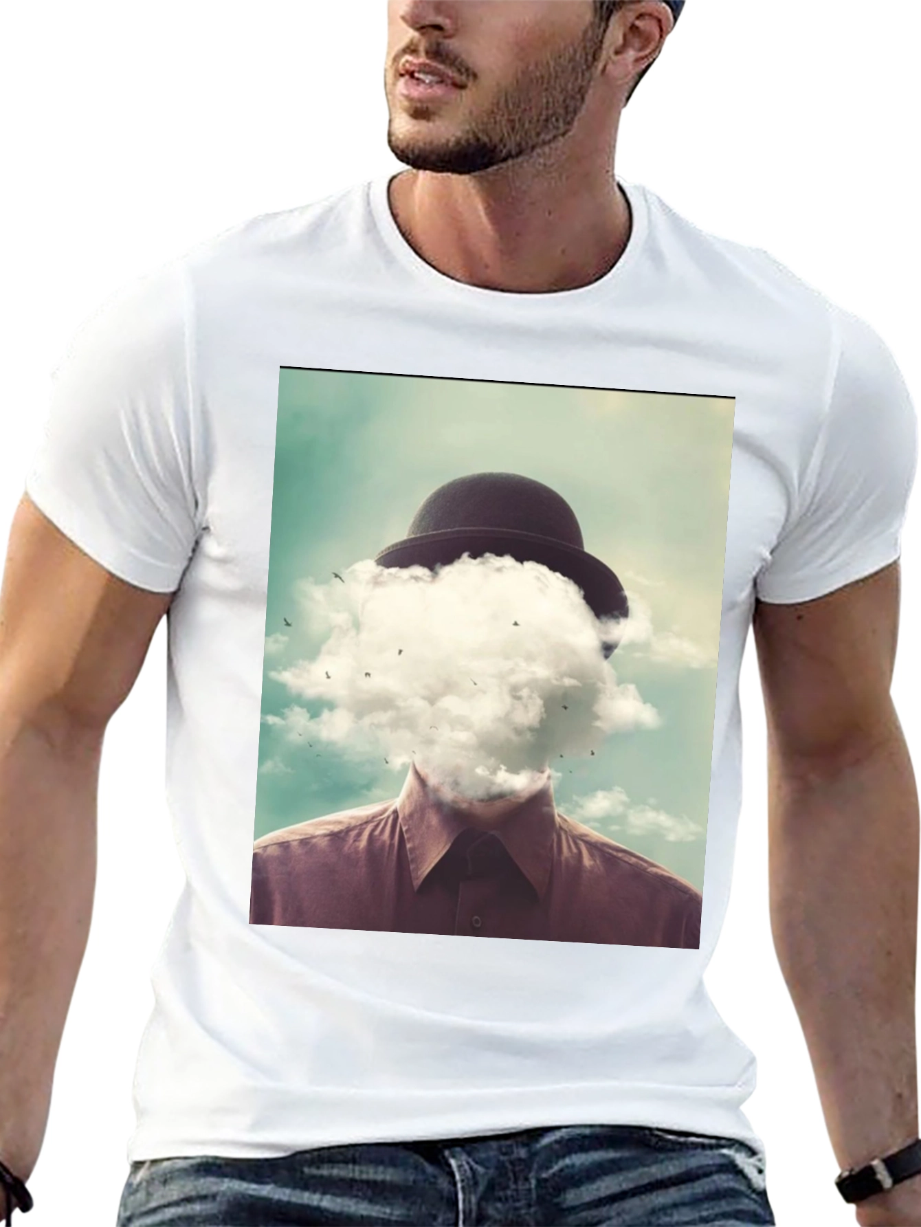 Surreal Cloud Head Graphic T-Shirt
