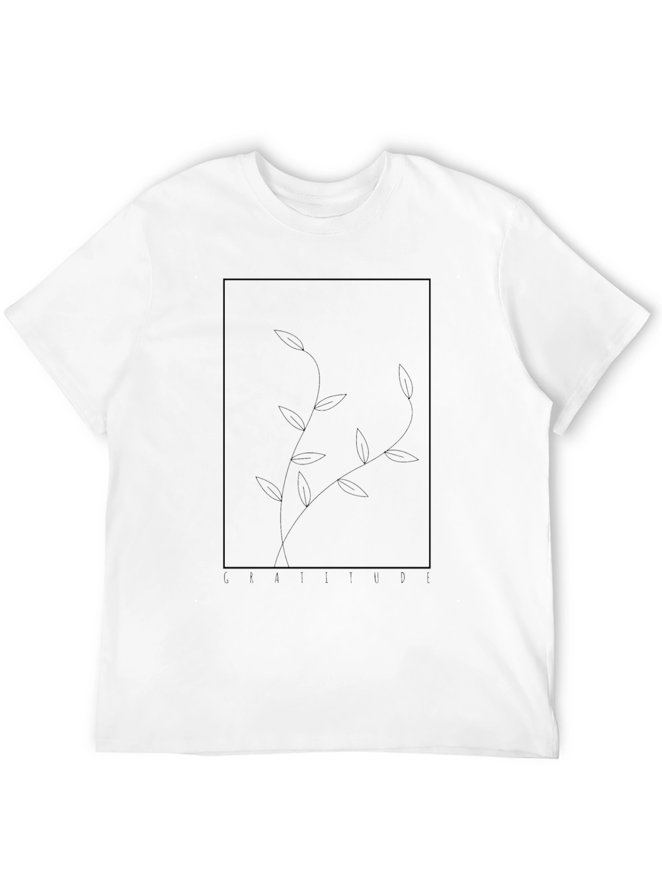 Minimalist Black T-Shirt with Botanical Graphic