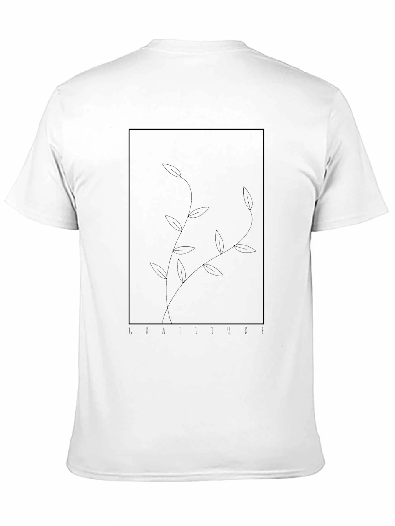 Minimalist Black T-Shirt with Botanical Graphic