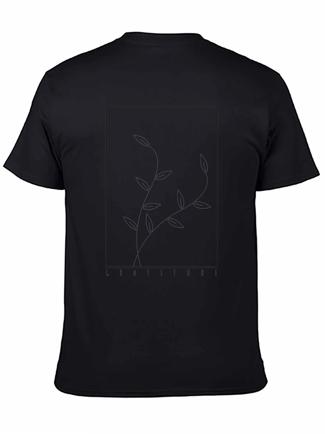 Minimalist Black T-Shirt with Botanical Graphic