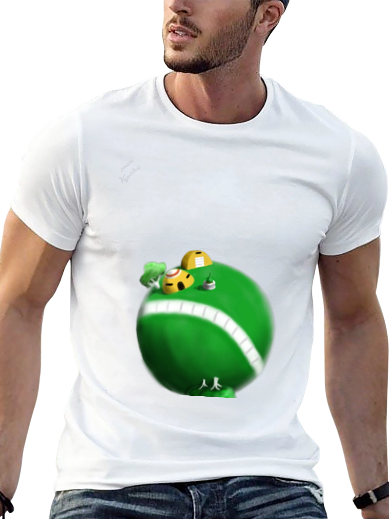 Fun Cartoon Planet Graphic T-Shirt - Black