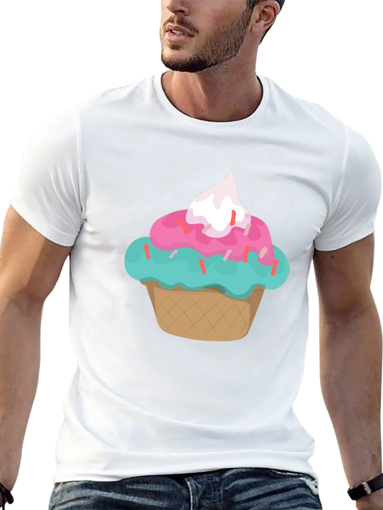 Cupcake Graphic Print Black T-Shirt
