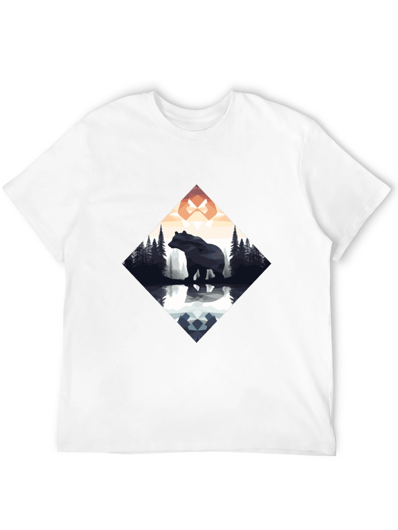 Geometric Bear Graphic Tee - Mens Black T-Shirt
