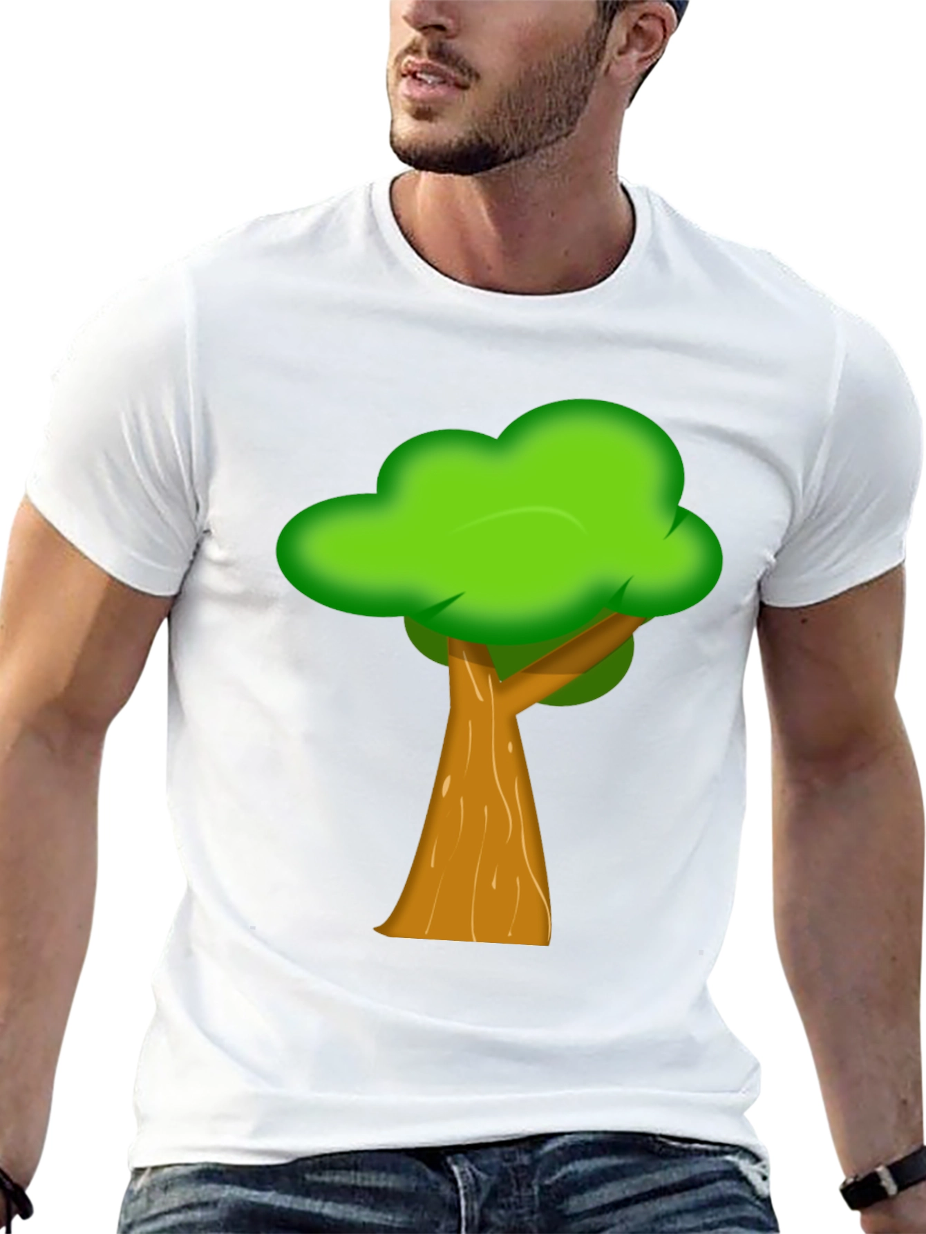 Cartoon Tree Graphic Black Tee Shirt
