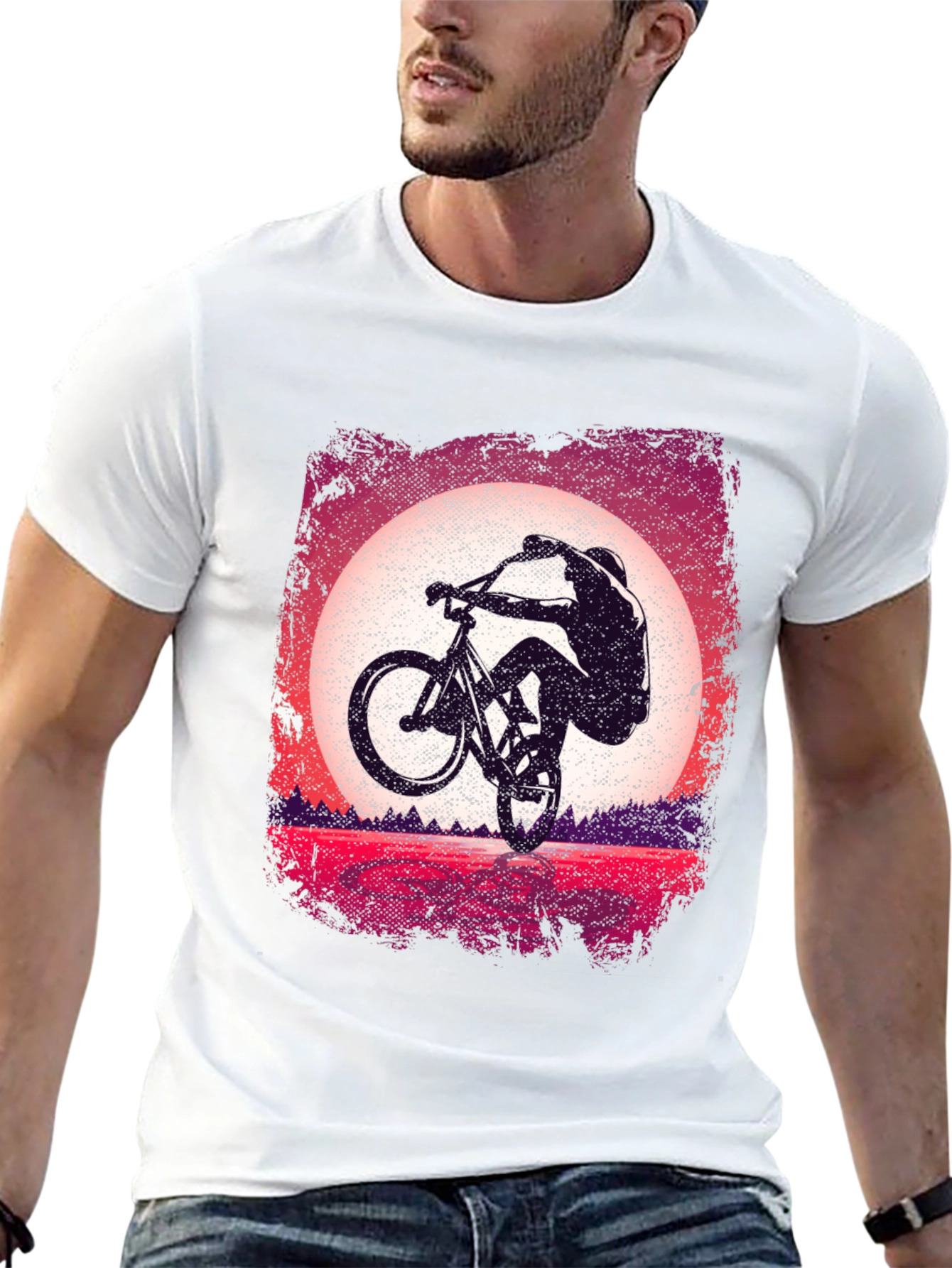 Mountain Bike Sunset Graphic T-Shirt