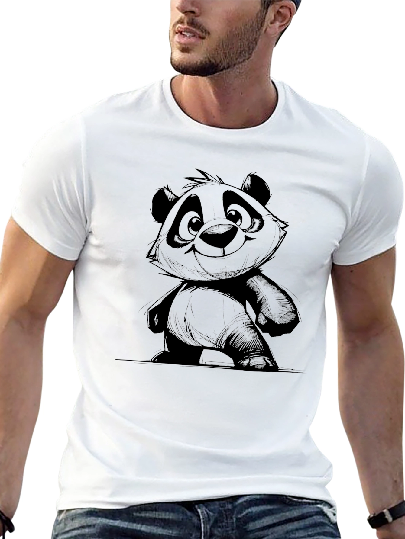 Cool Panda Graphic Black T-Shirt