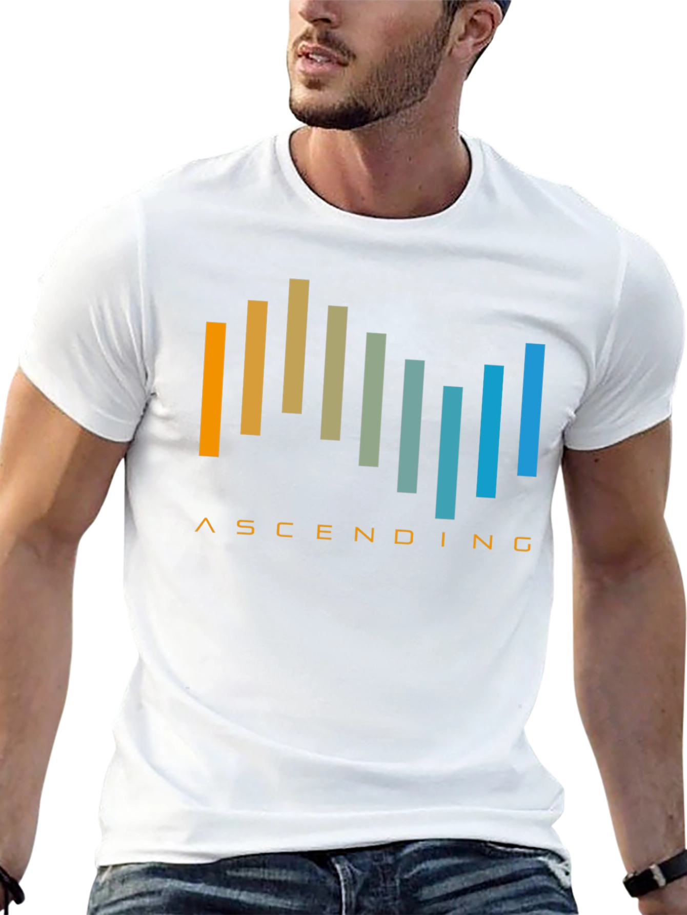 Ascending Bars Graphic Tee - Modern Design