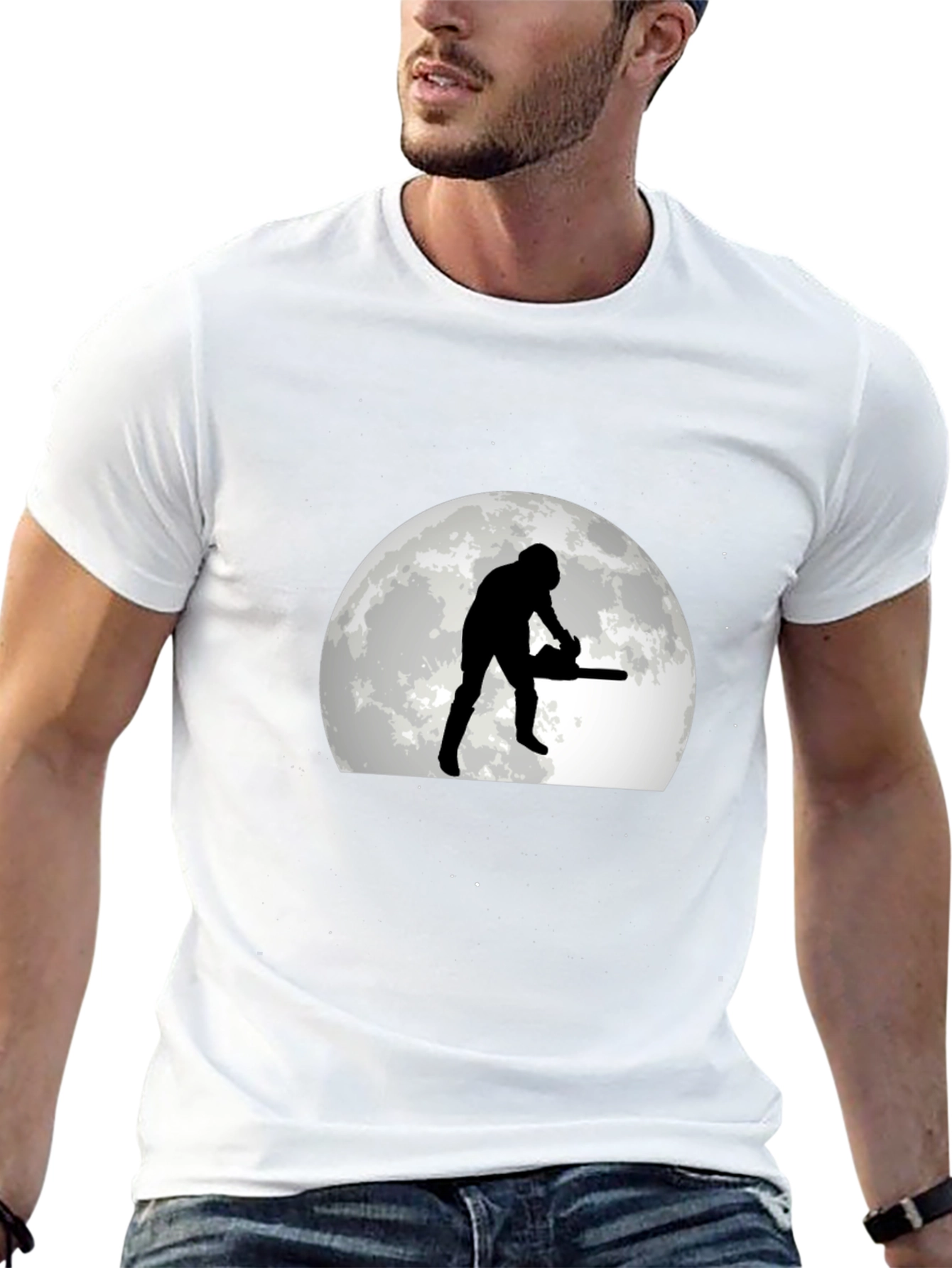 Lumberjack Moon Graphic Tee - Black Cotton T-Shirt