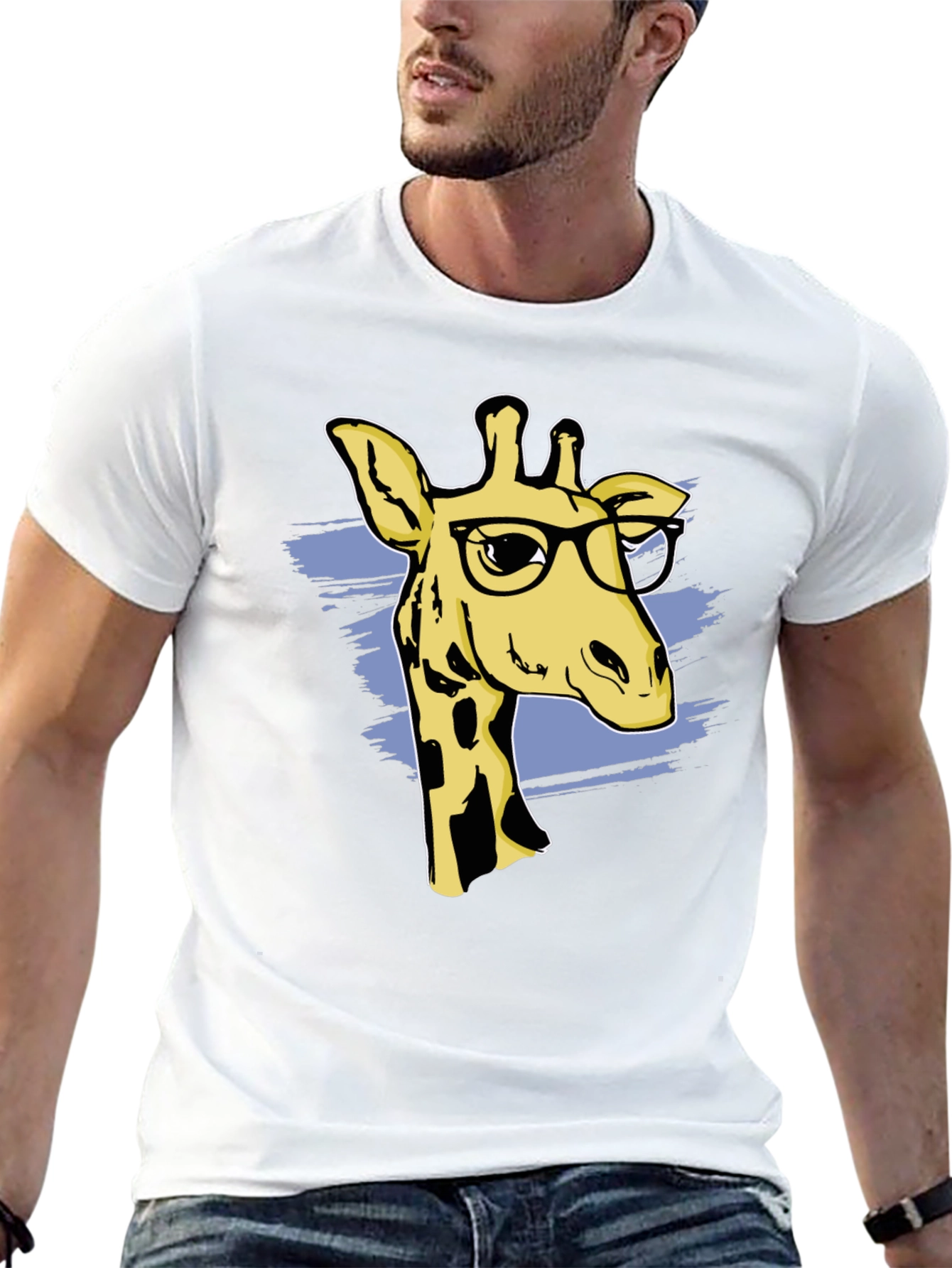 Giraffe Nerd T-Shirt - Black Cotton Blend
