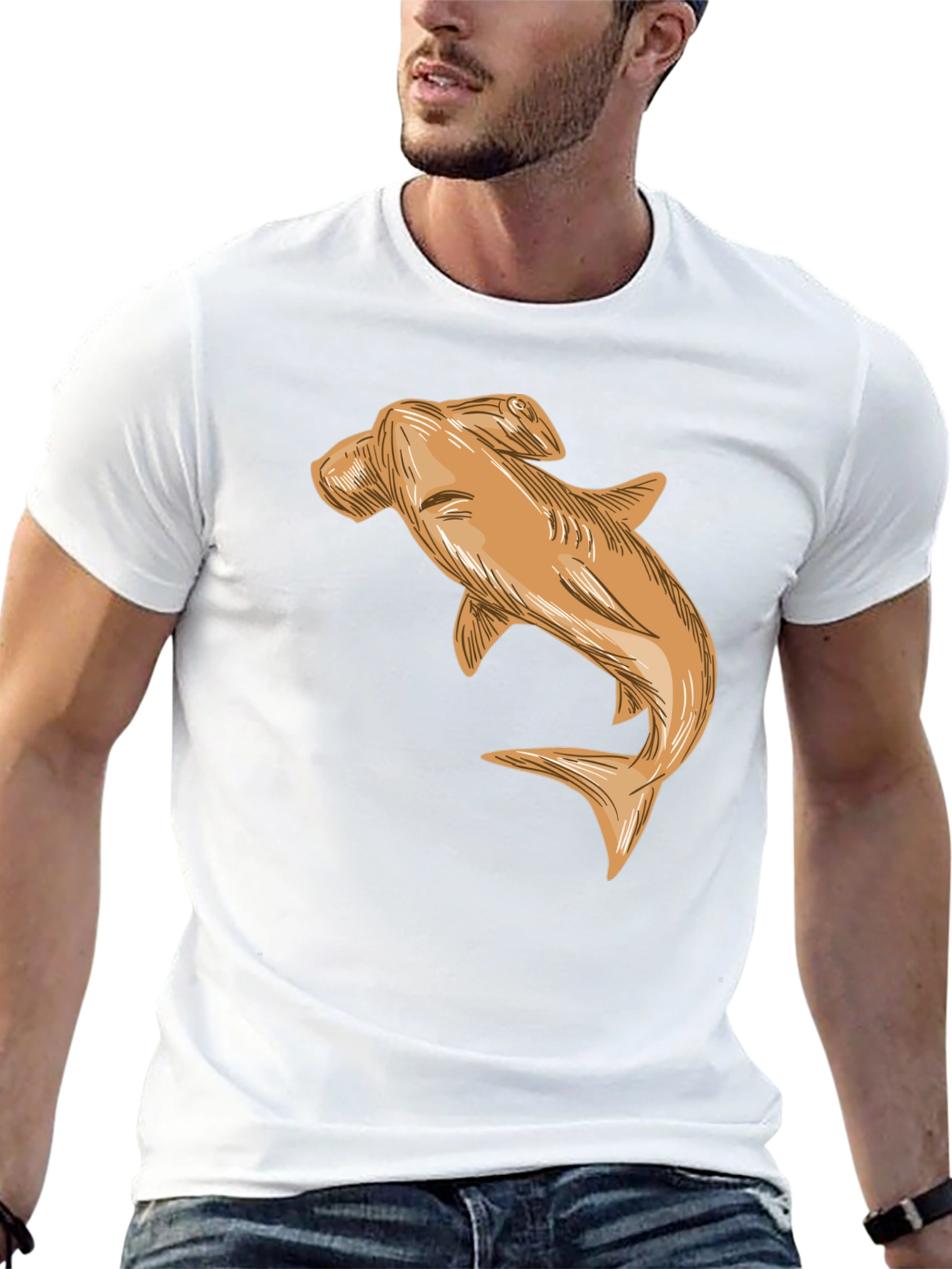 Hammerhead Shark Graphic Tee - Black Casual Cotton