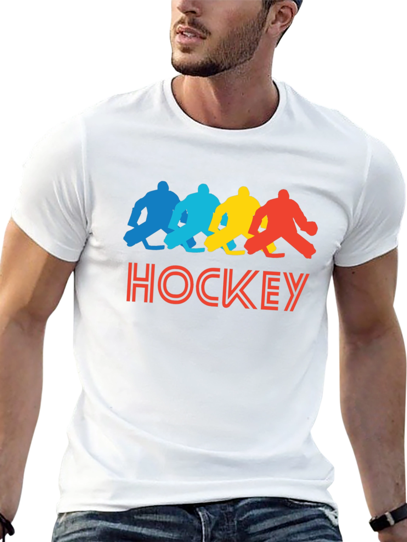 Hockey Player Graphic Tee - Retro Style