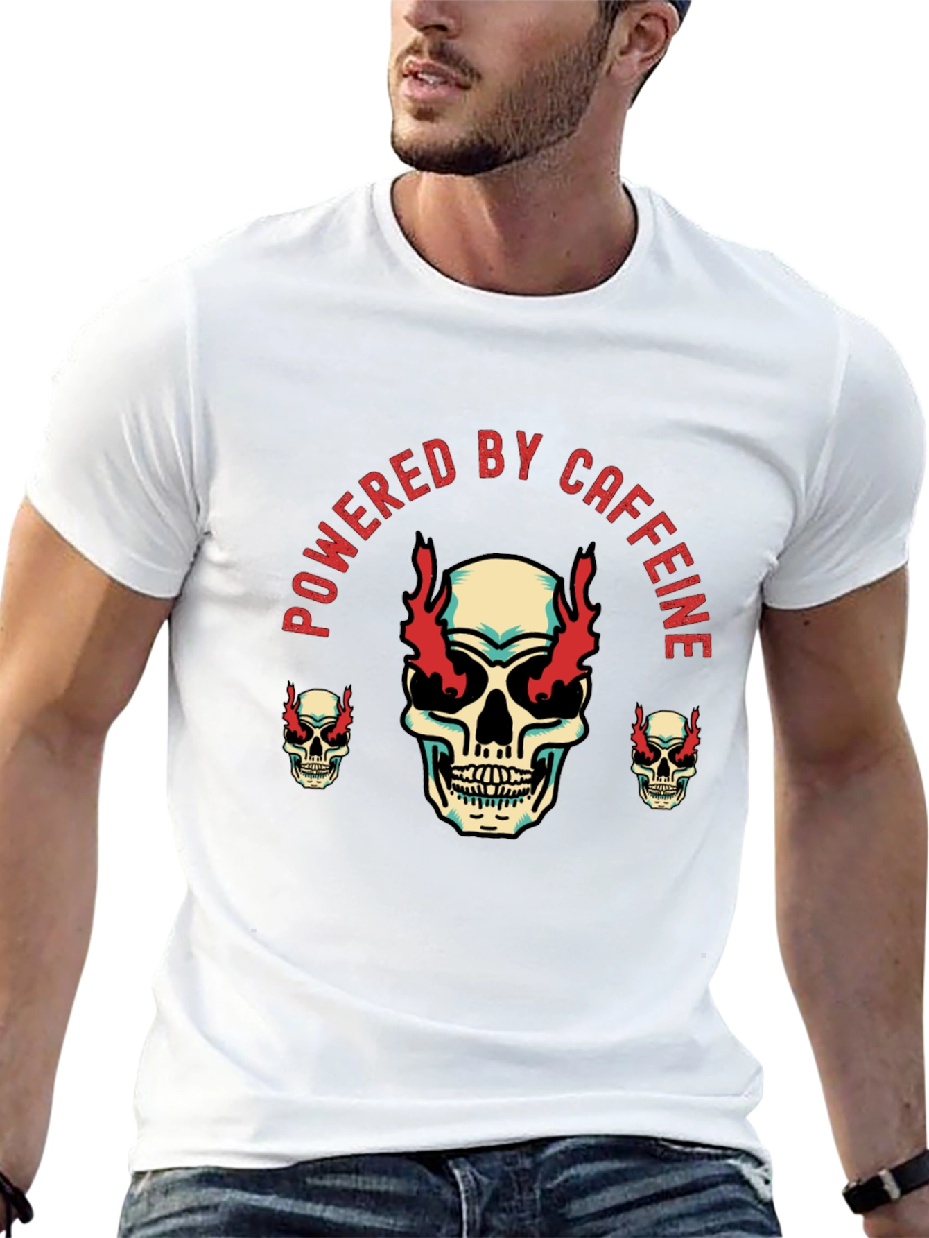 Powered by Caffeine Skull Graphic Tee