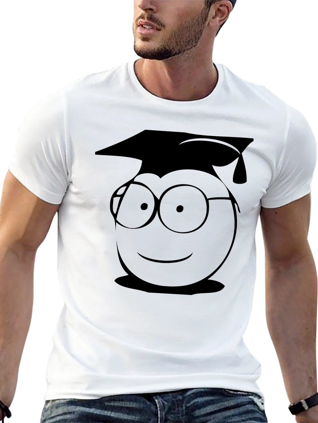 Graduation Emoji T-Shirt - Stylish Black Cotton Tee