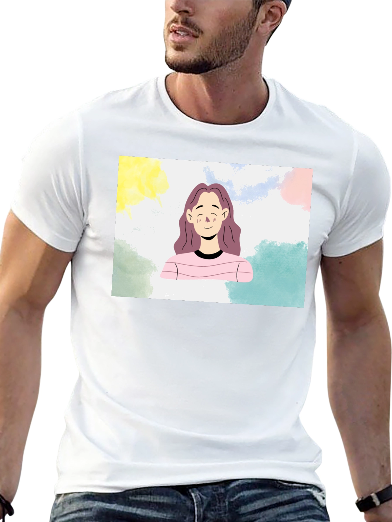 Cartoon Portrait Black T-Shirt