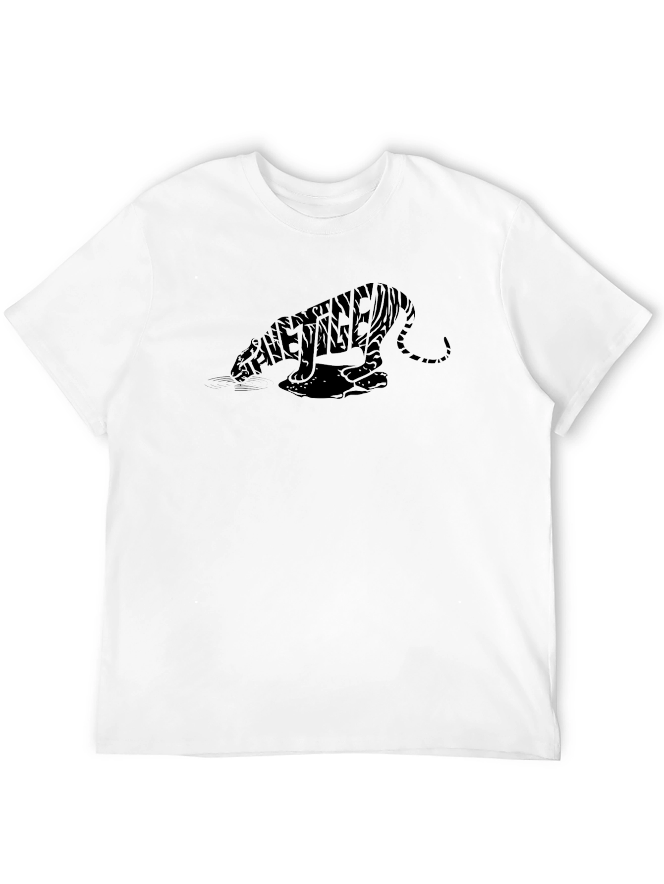 Mens Black Tiger Typography Graphic T-Shirt