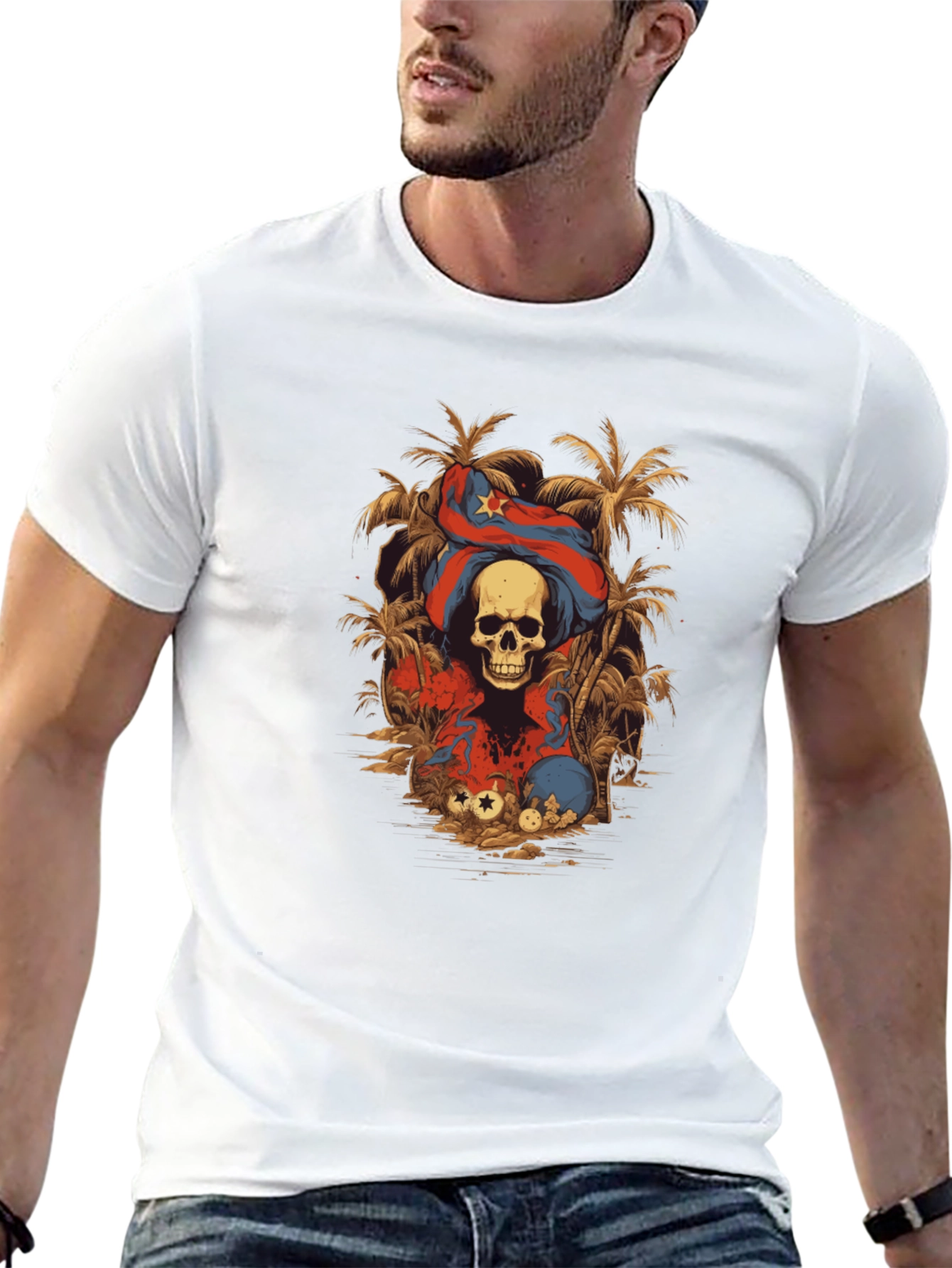Skull & Cuba Flag Graphic Tee - Island Vibes