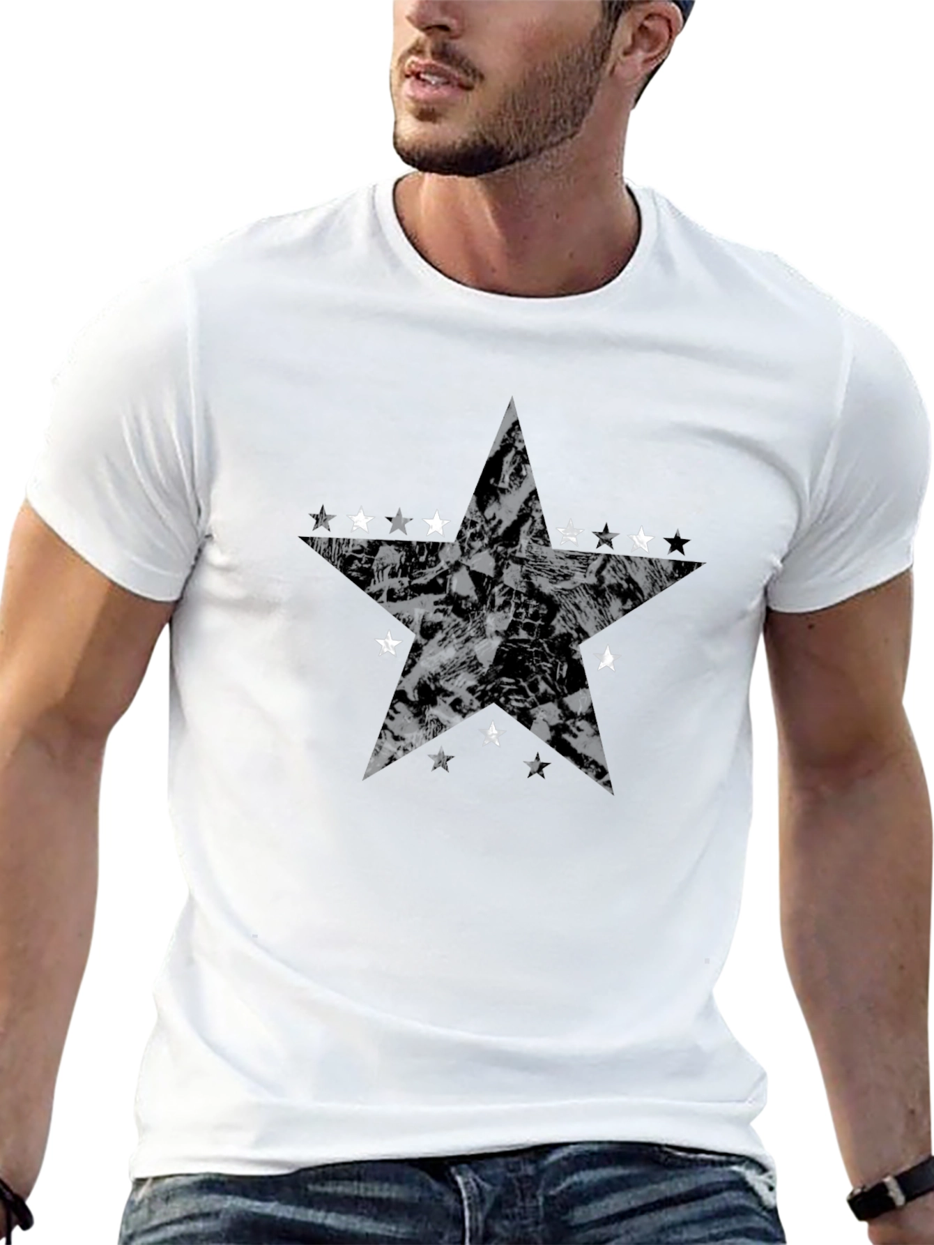 Stylish Black Star Graphic Tee - Modern Design