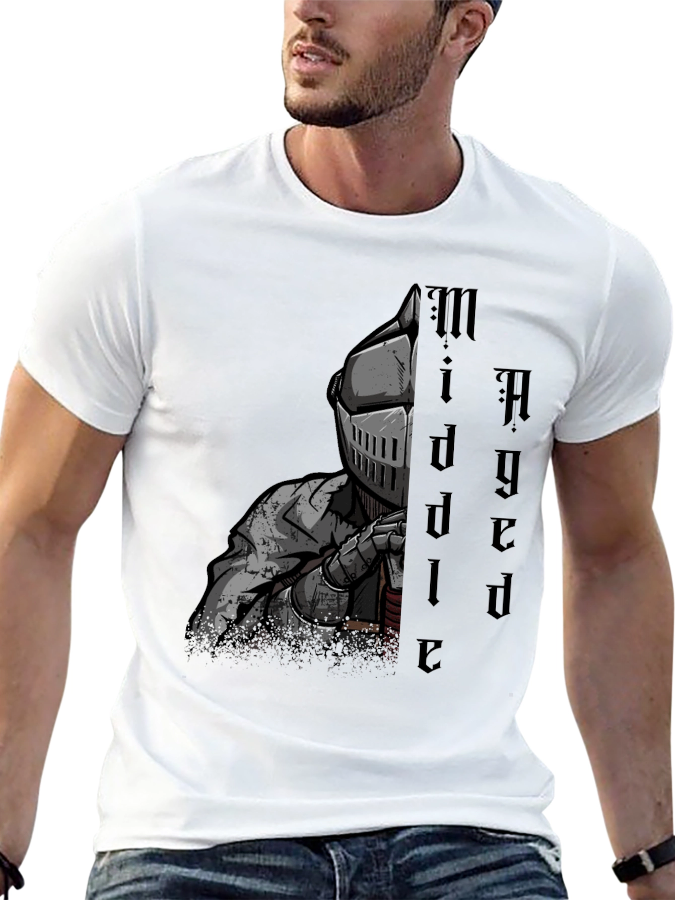 Middle Aged Knight Graphic Tee - Black