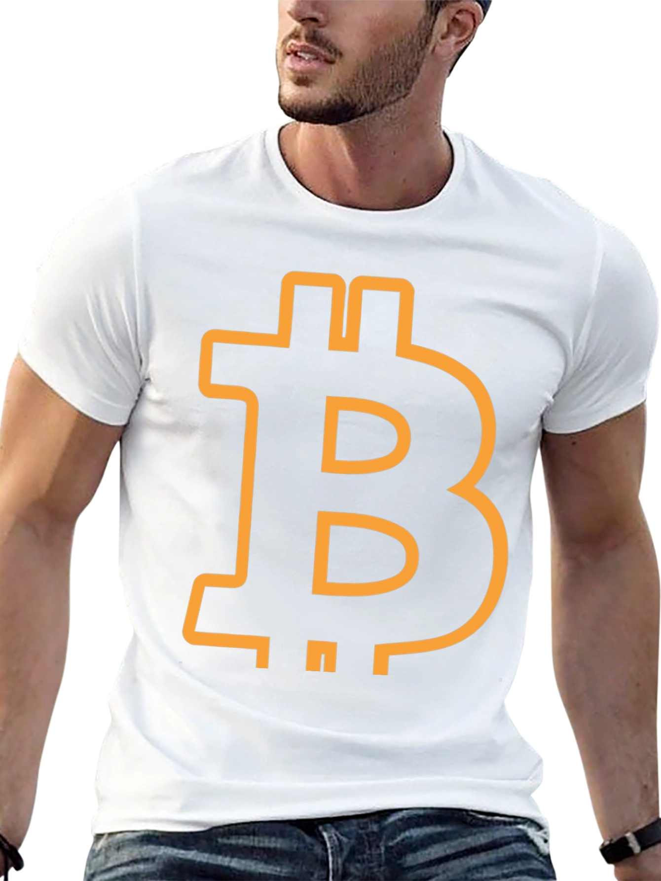 Bitcoin Symbol Graphic Tee - Black Cotton Blend