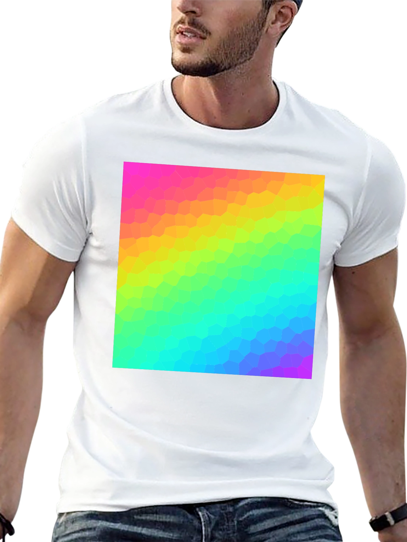 Prismatic Pixel Tee - Vibrant Graphic Print