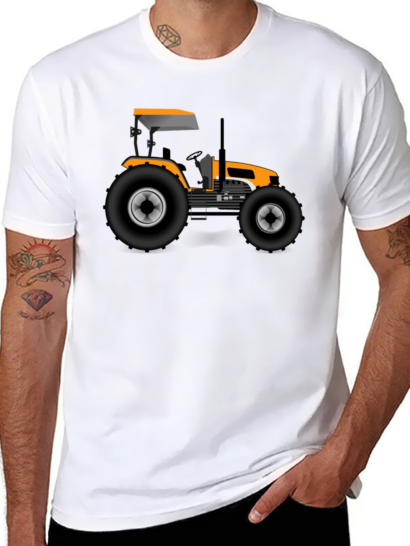 Tractor Graphic Tee - Black Cotton T-Shirt