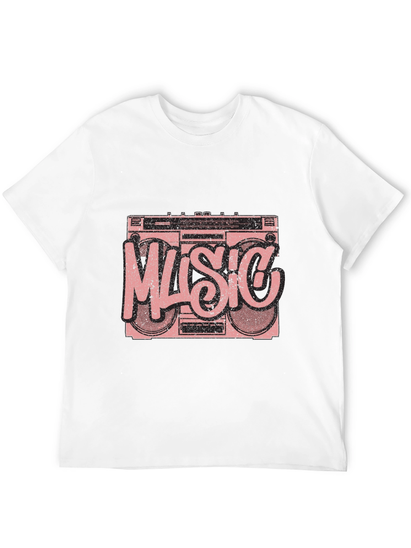 Retro Music Boombox Graphic T-Shirt - Black