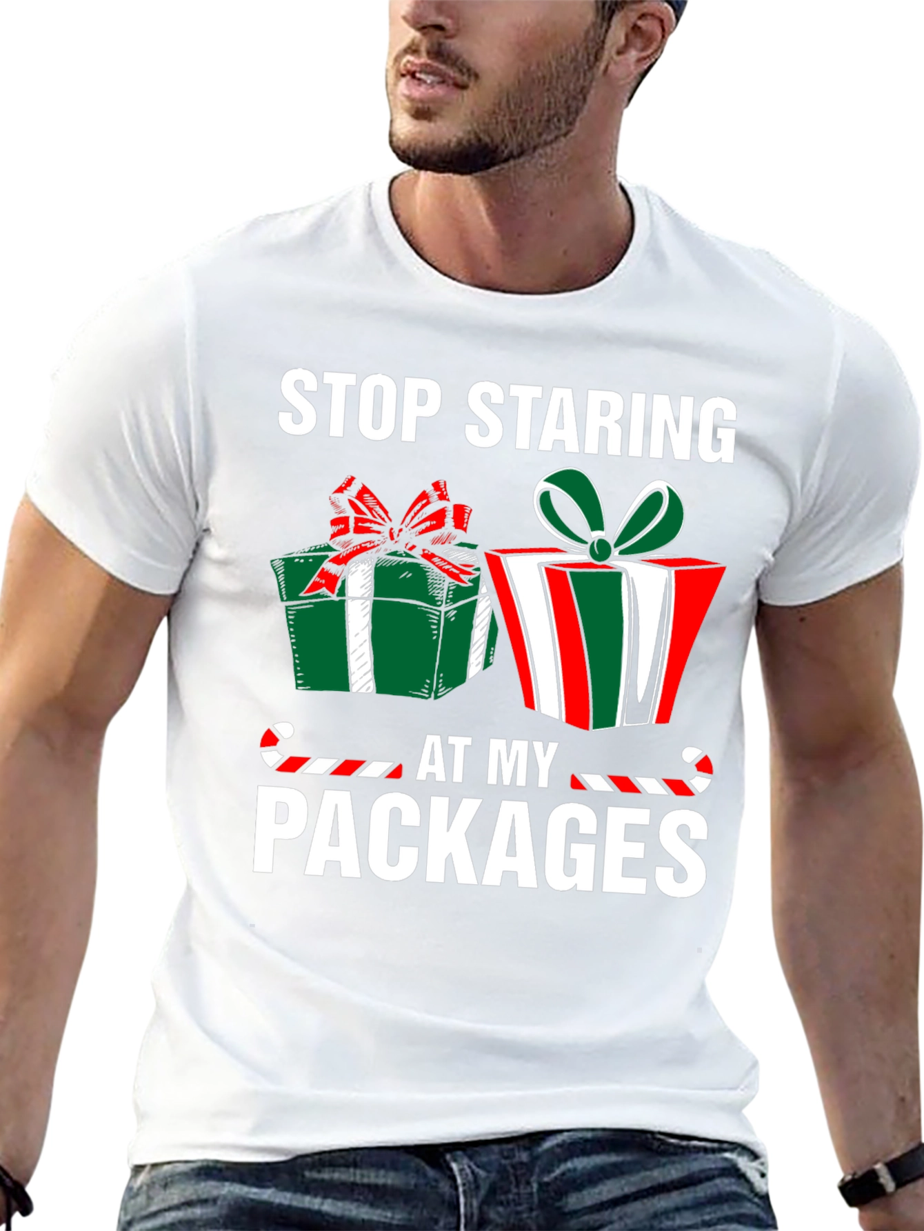 Stop Staring At My Packages Christmas T-Shirt