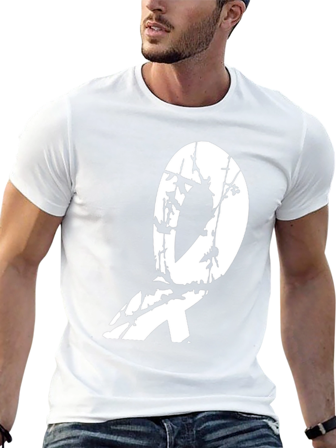 Black T-Shirt with Awareness Ribbon Graphic