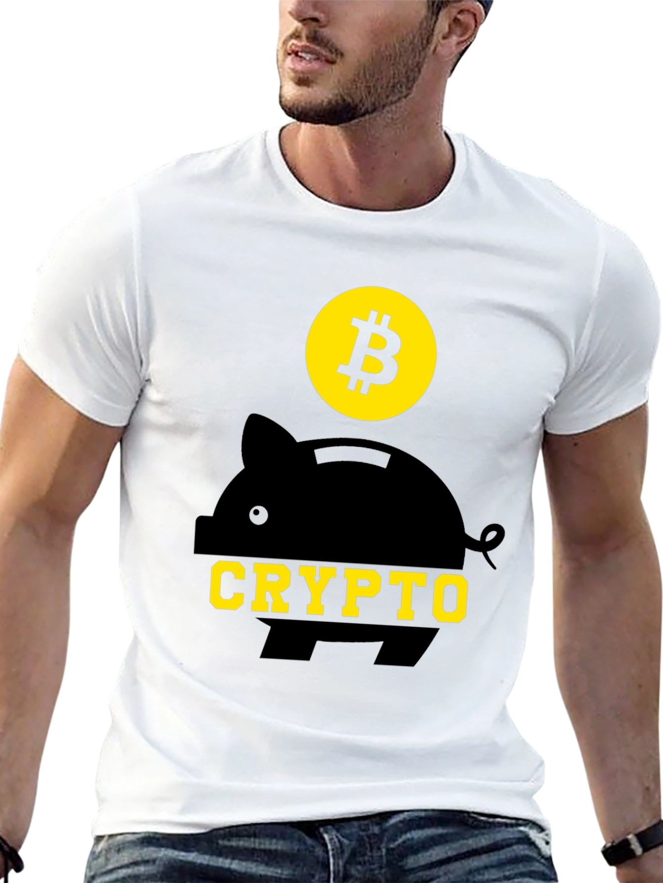 Crypto Piggy Bank Bitcoin Black T-Shirt