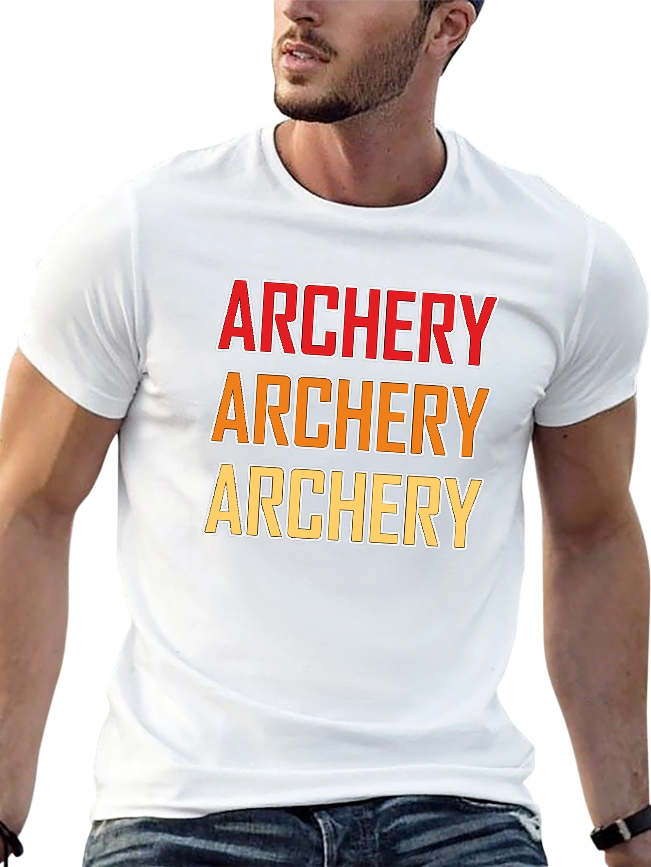 Archery Text Print Black T-Shirt