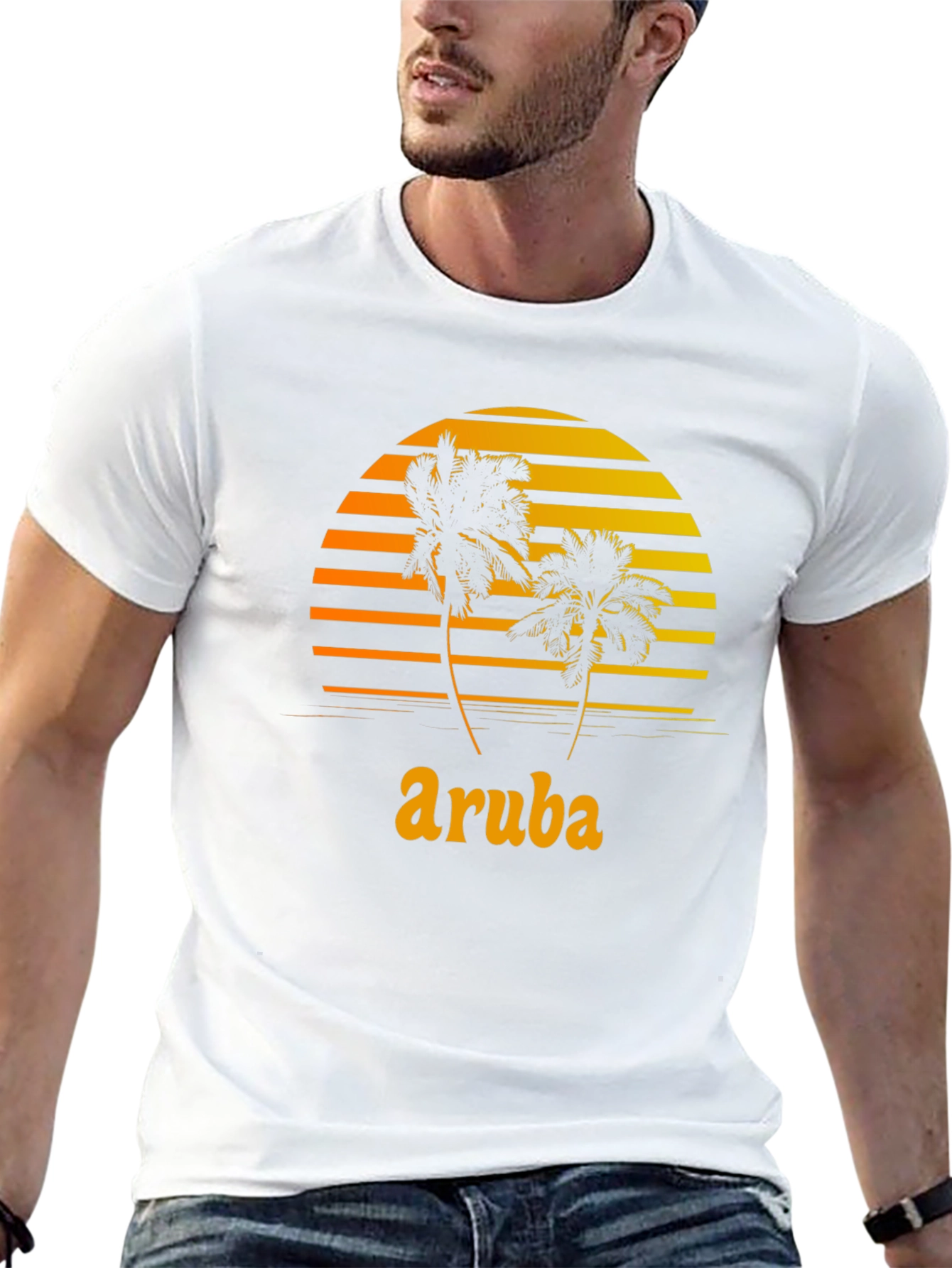 Aruba Palm Tree Sunset Graphic T-Shirt