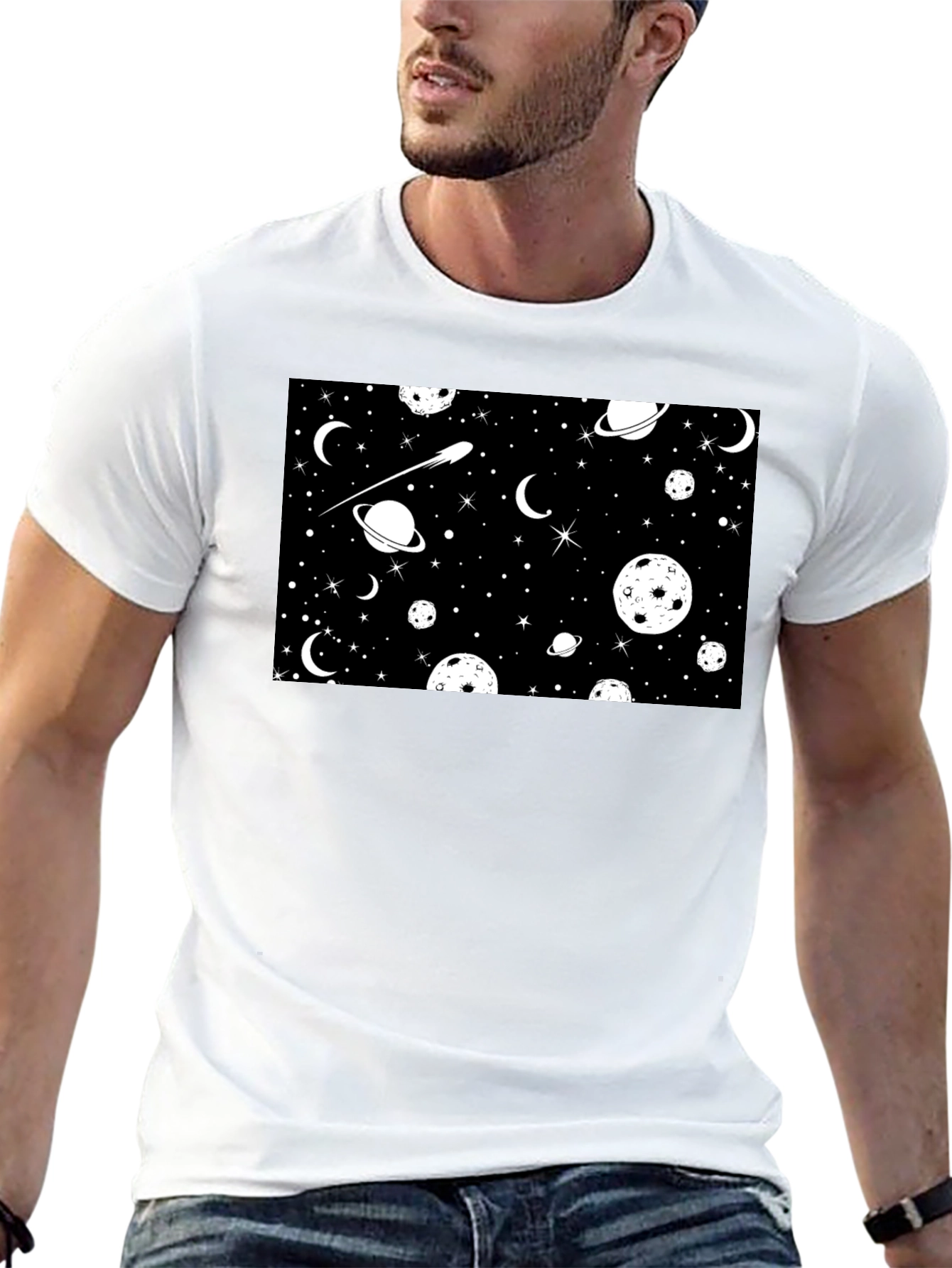 Galaxy Print Black T-Shirt