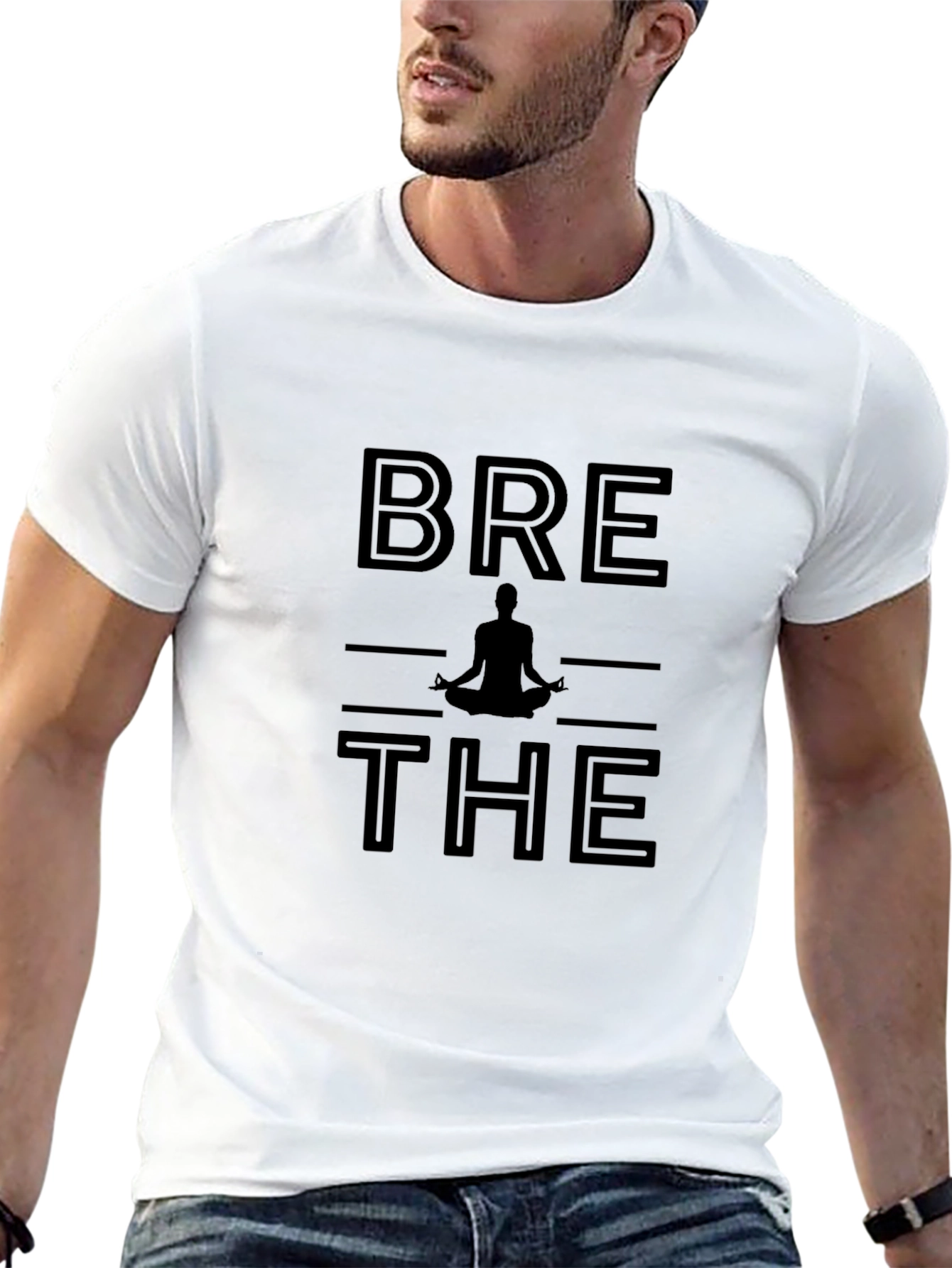 Breathe Yoga Graphic Tee - Black Relaxed Fit T-Shirt