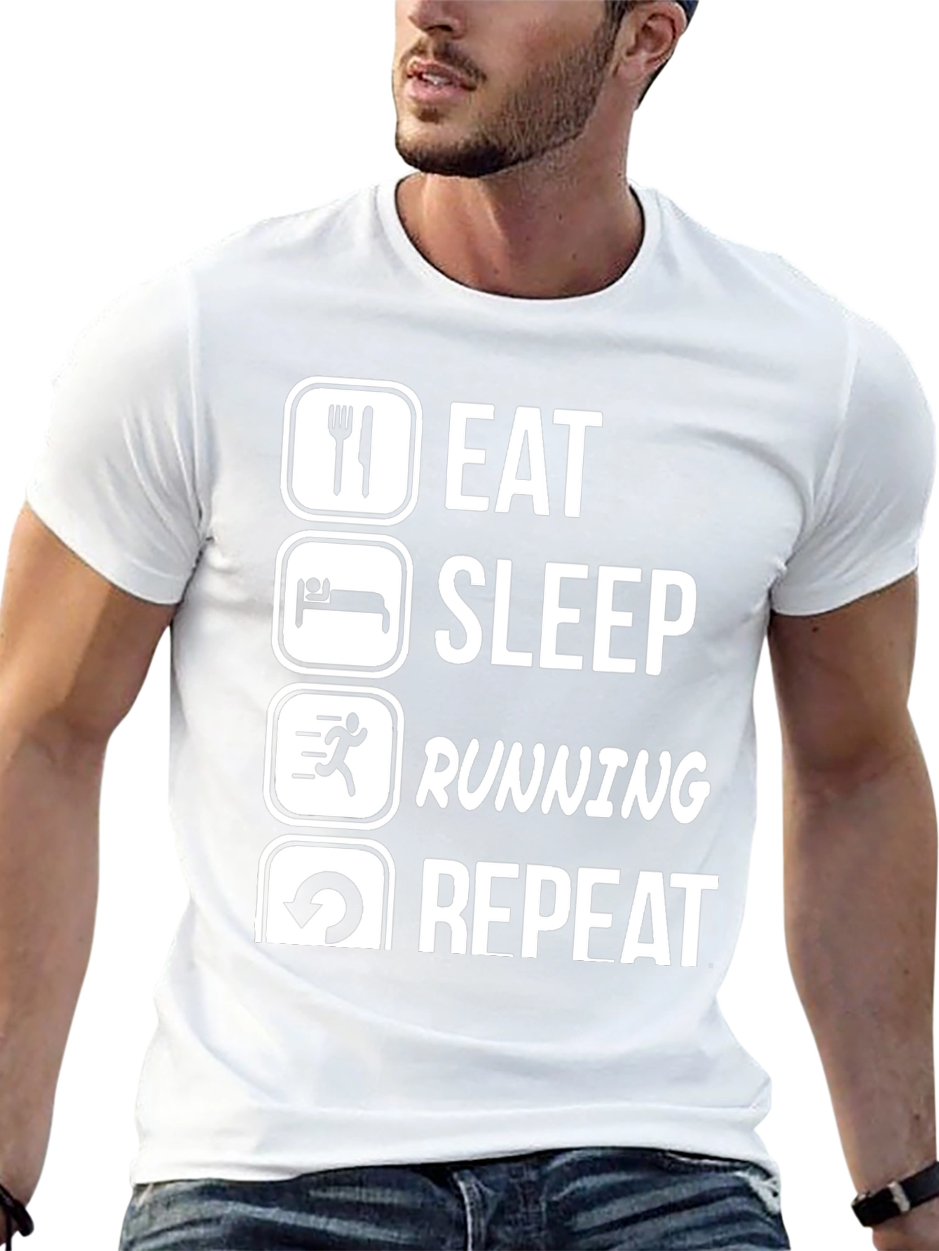 Eat Sleep Running Repeat Black Graphic Tee